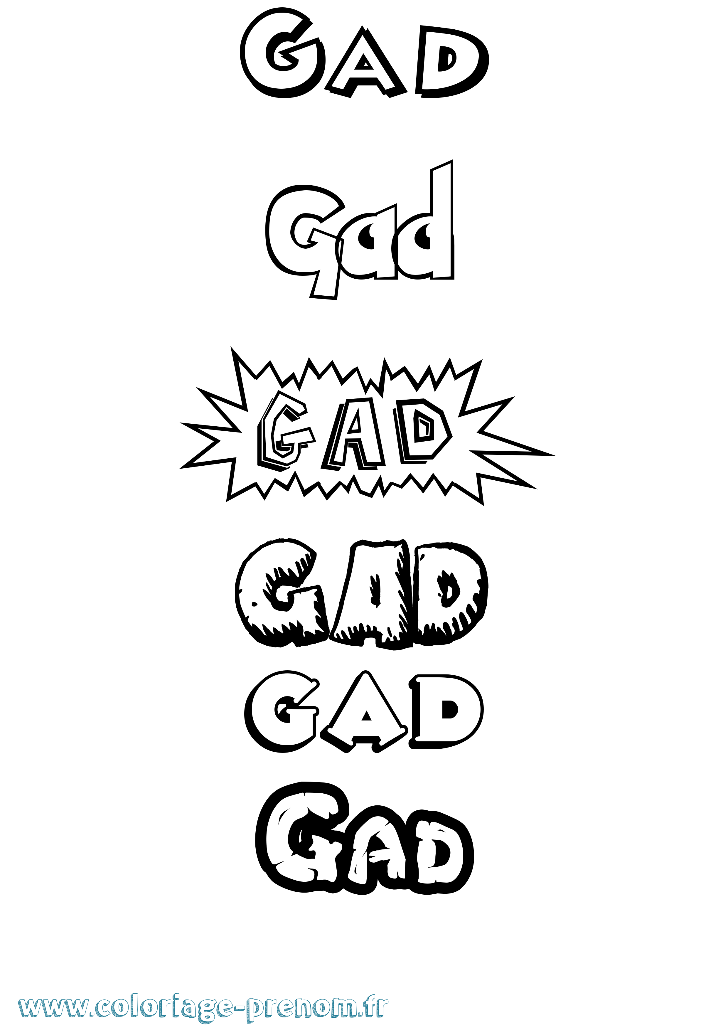 Coloriage Gad Coloriage prénom Gad