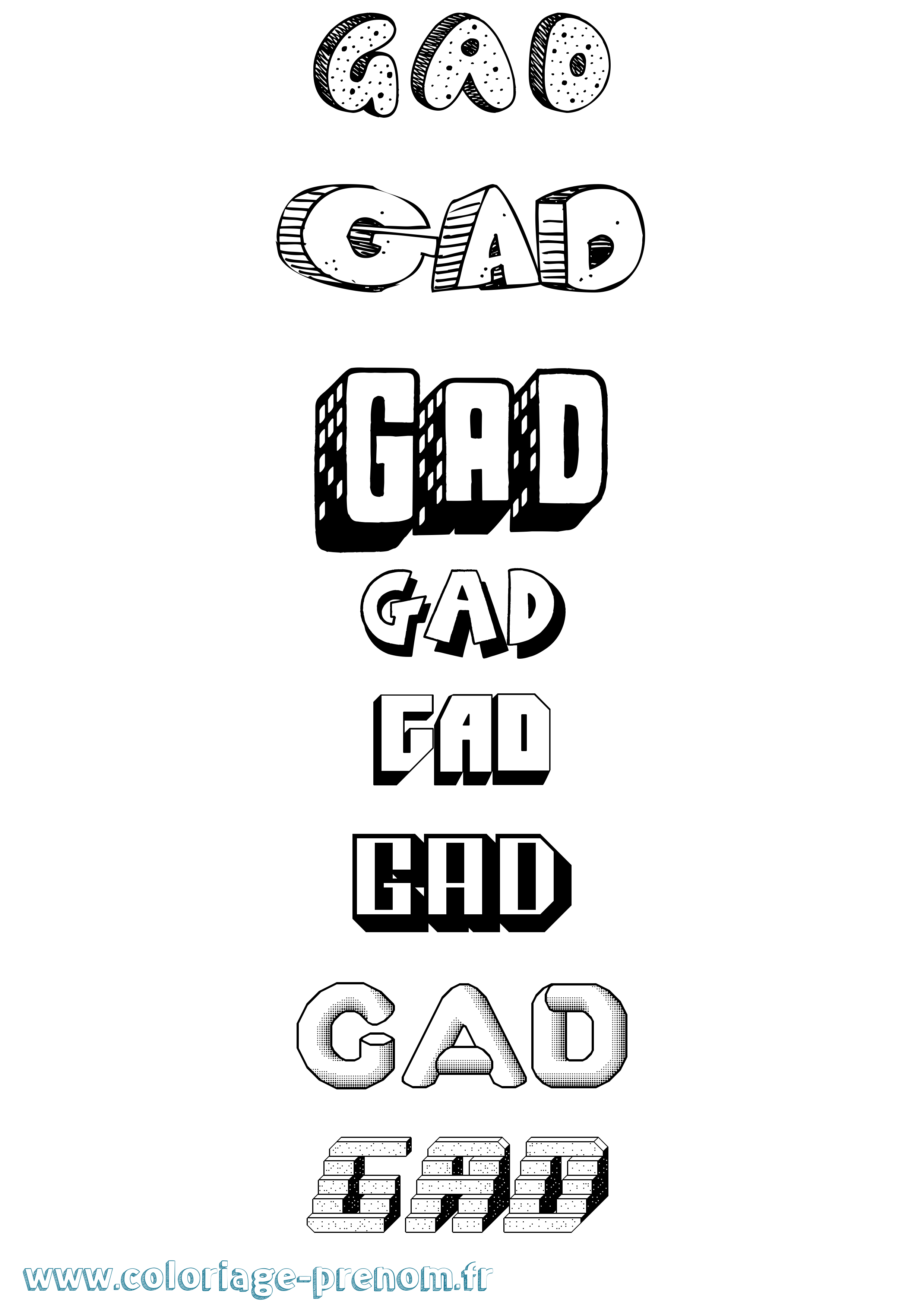 Coloriage Gad Coloriage prénom Gad