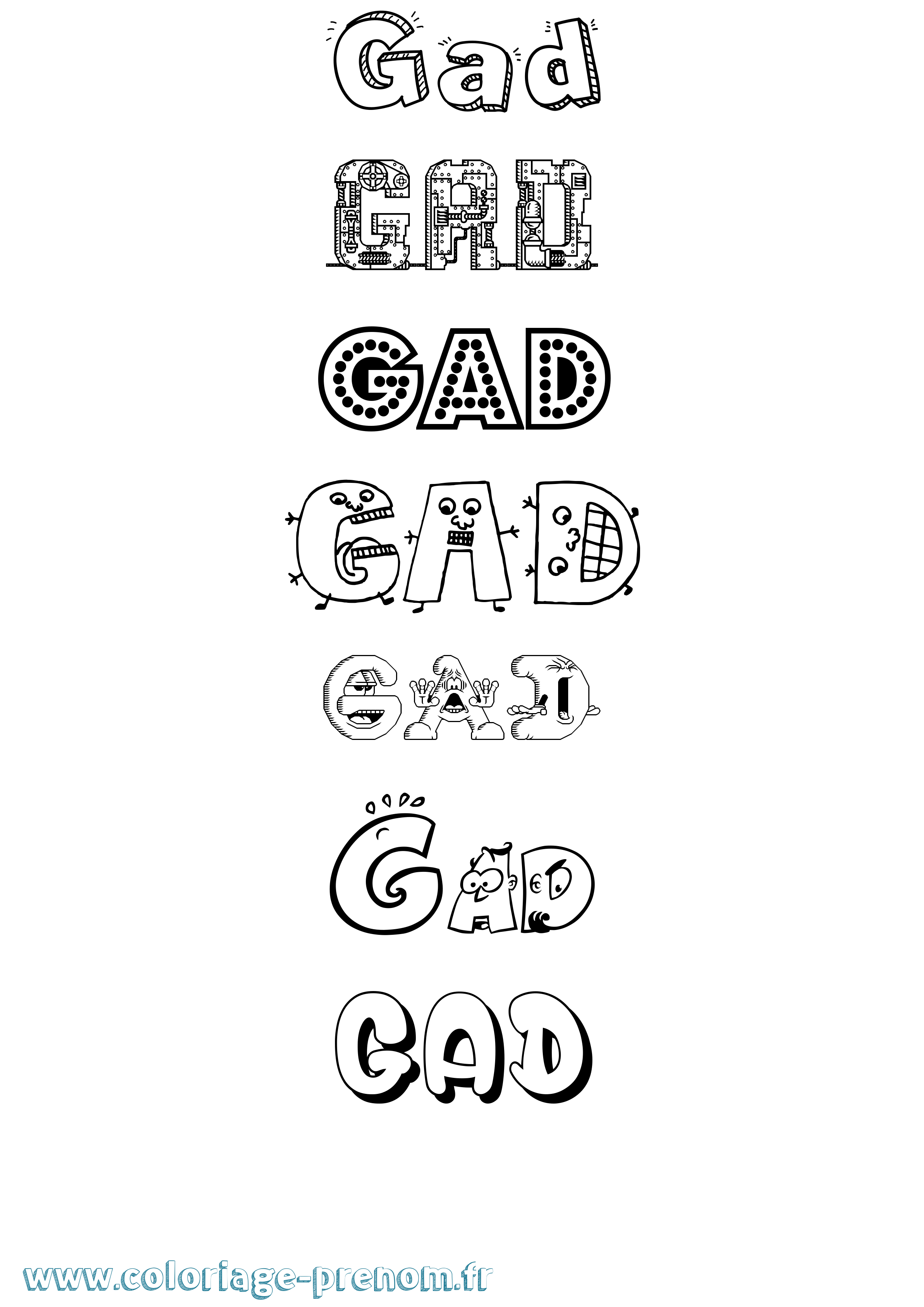 Coloriage Gad Coloriage prénom Gad