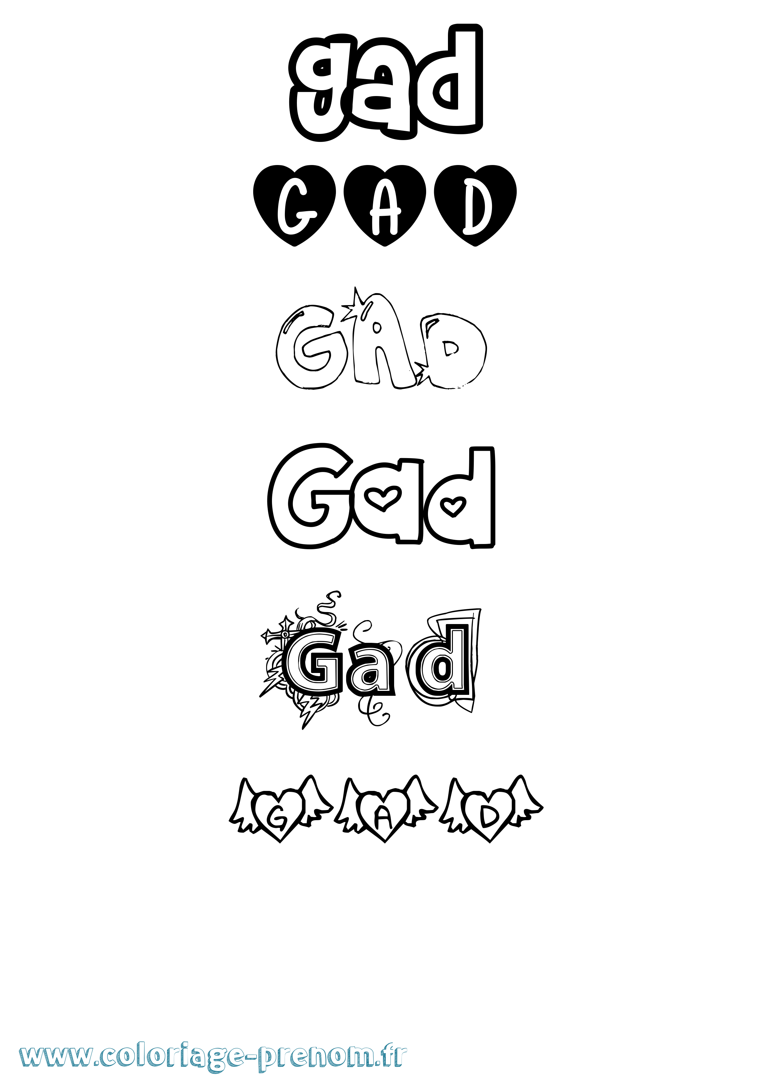 Coloriage Gad Coloriage prénom Gad