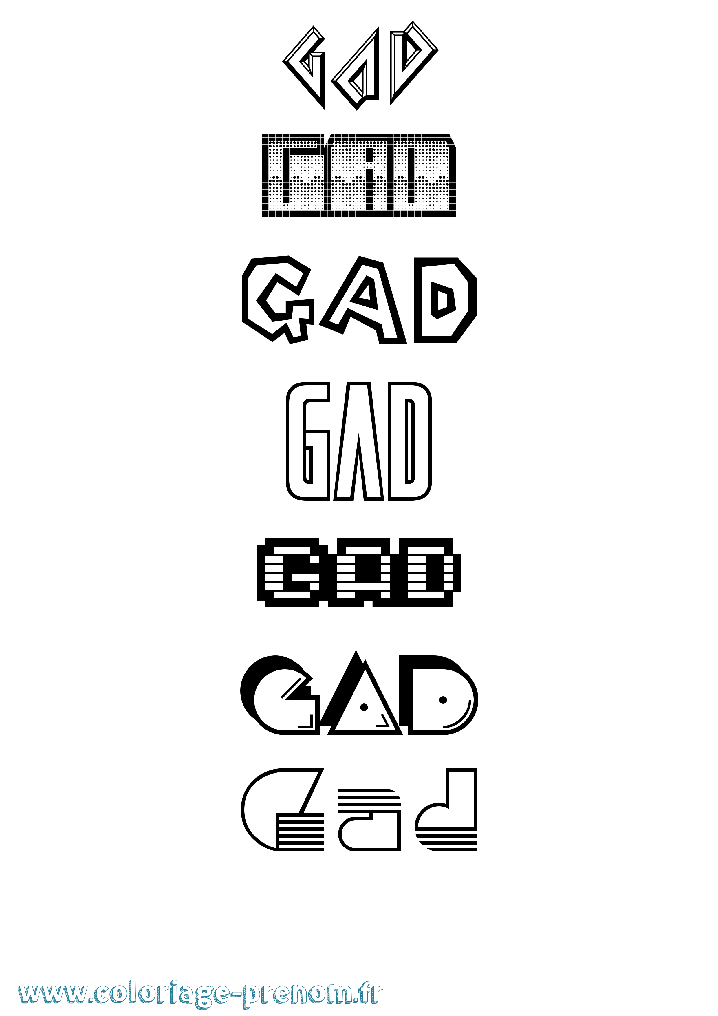 Coloriage Gad Coloriage prénom Gad