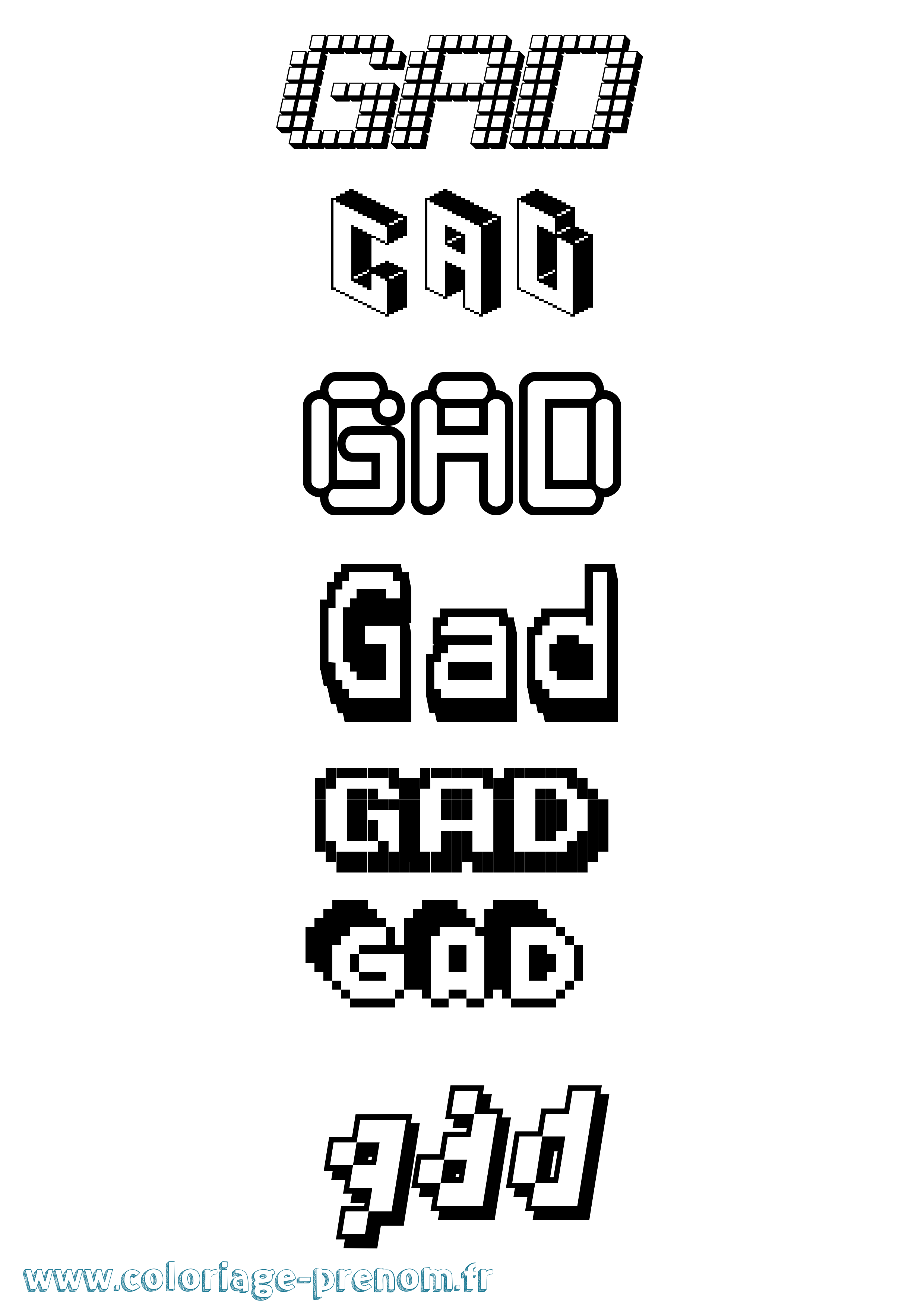 Coloriage Gad Coloriage prénom Gad