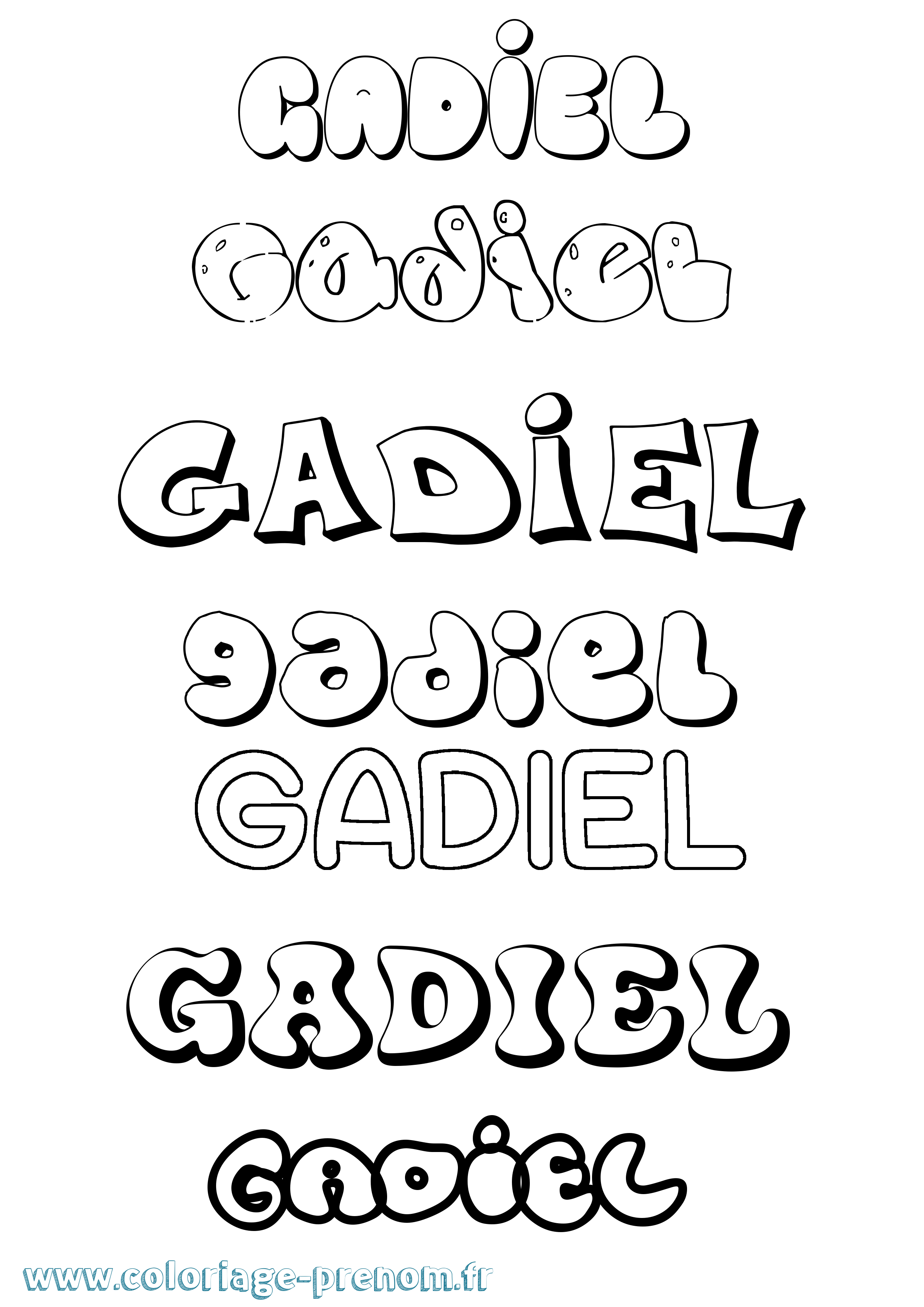 Coloriage prénom Gadiel Bubble