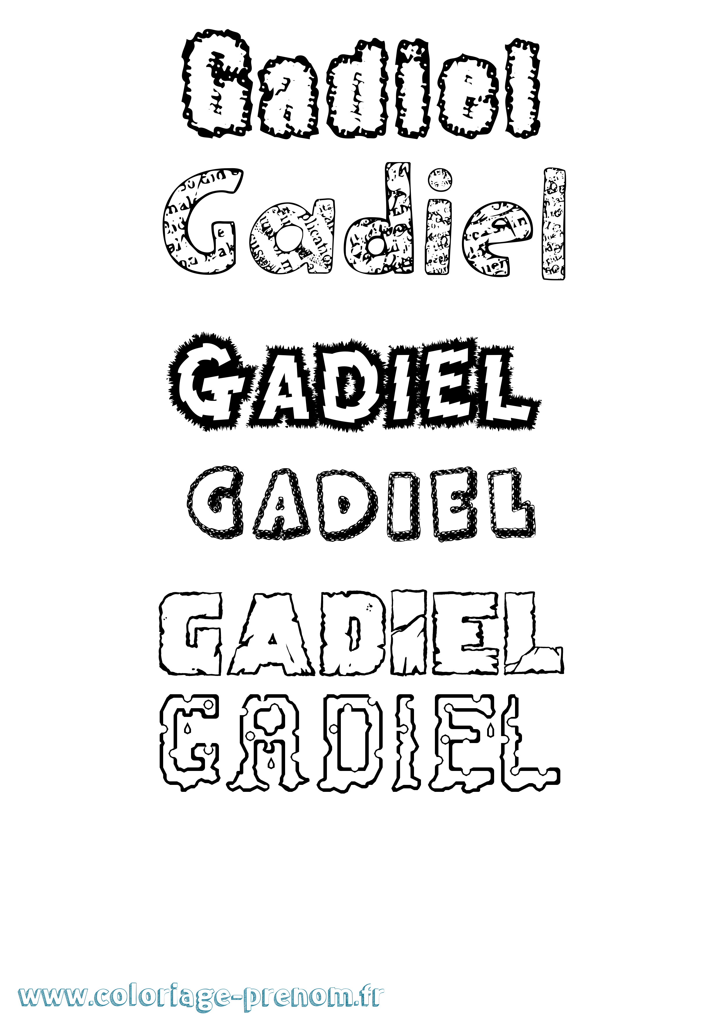 Coloriage prénom Gadiel Destructuré