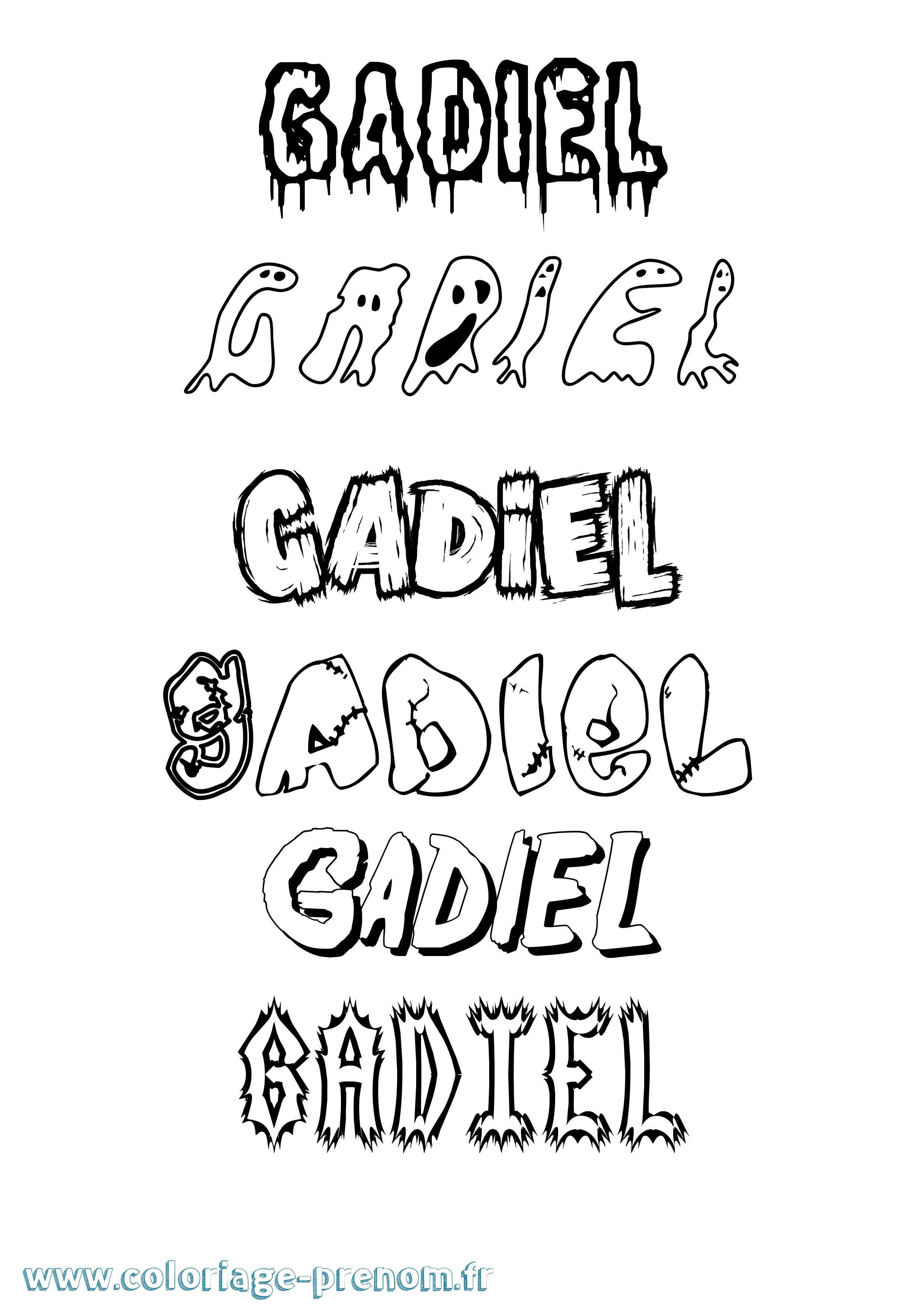 Coloriage prénom Gadiel Frisson