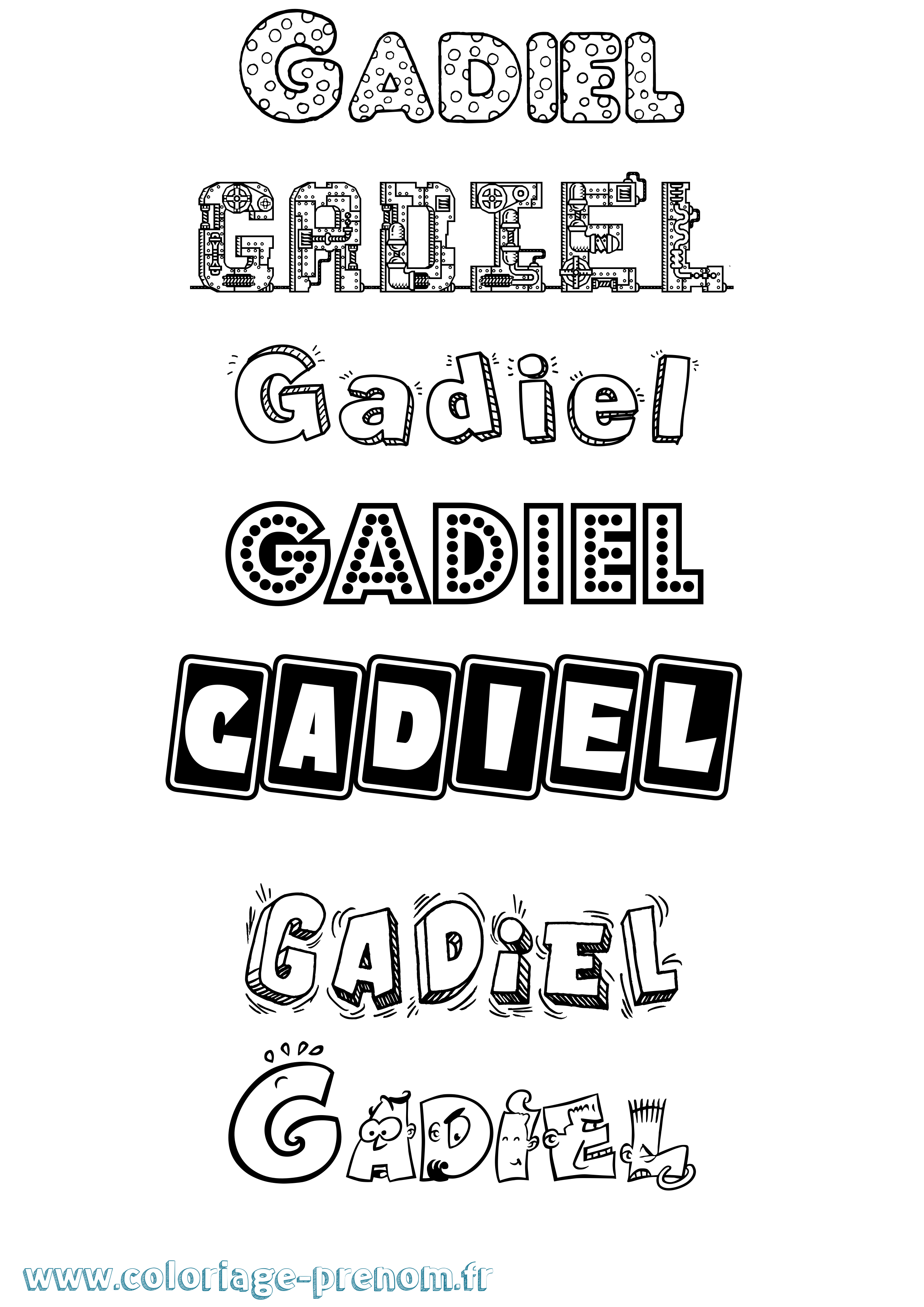 Coloriage prénom Gadiel Fun