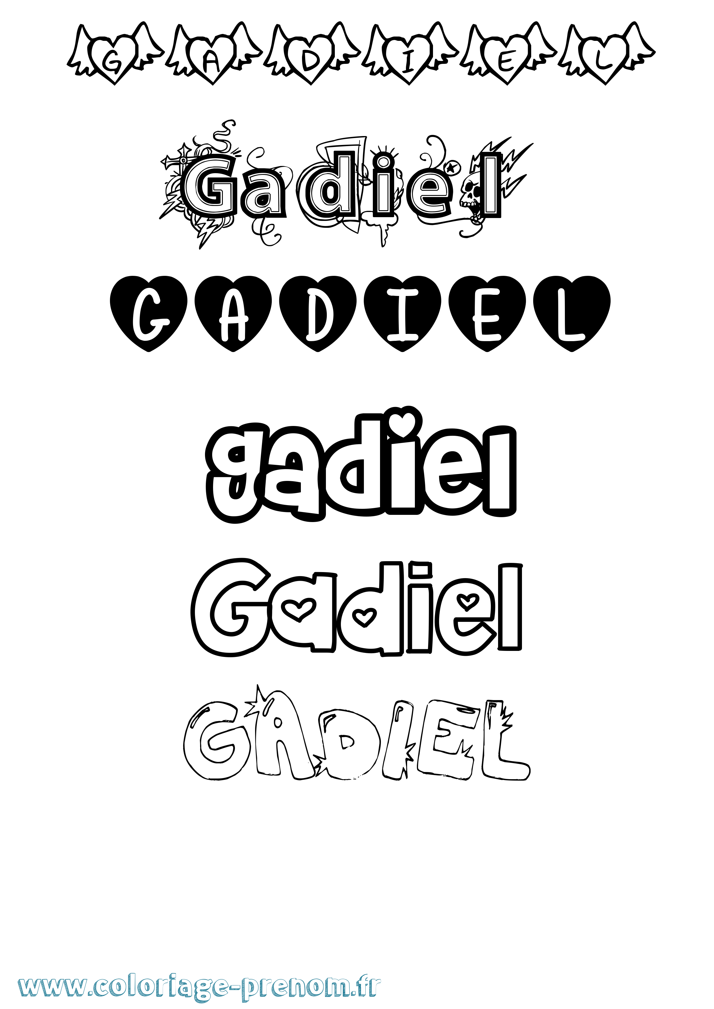 Coloriage prénom Gadiel Girly