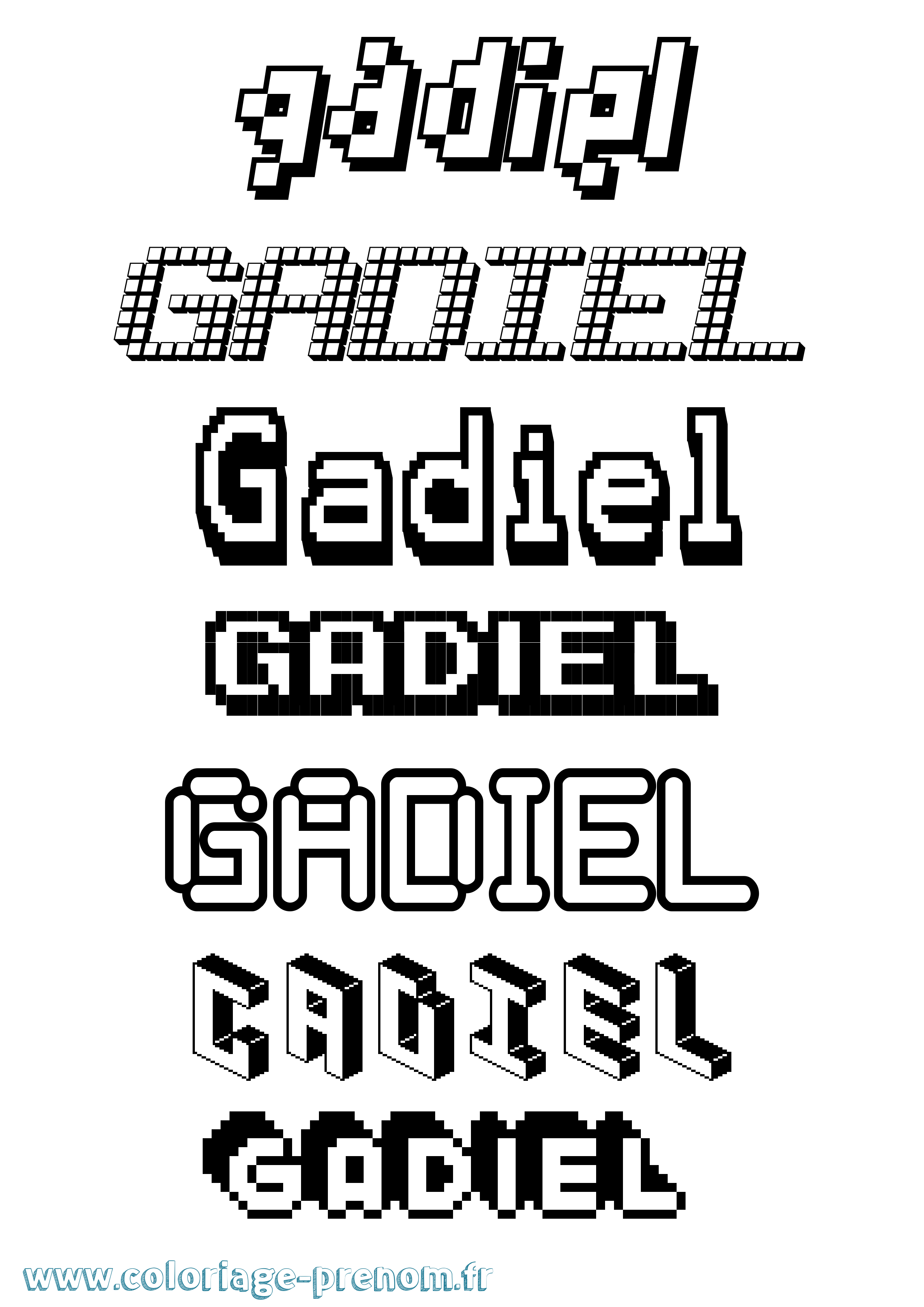 Coloriage prénom Gadiel Pixel