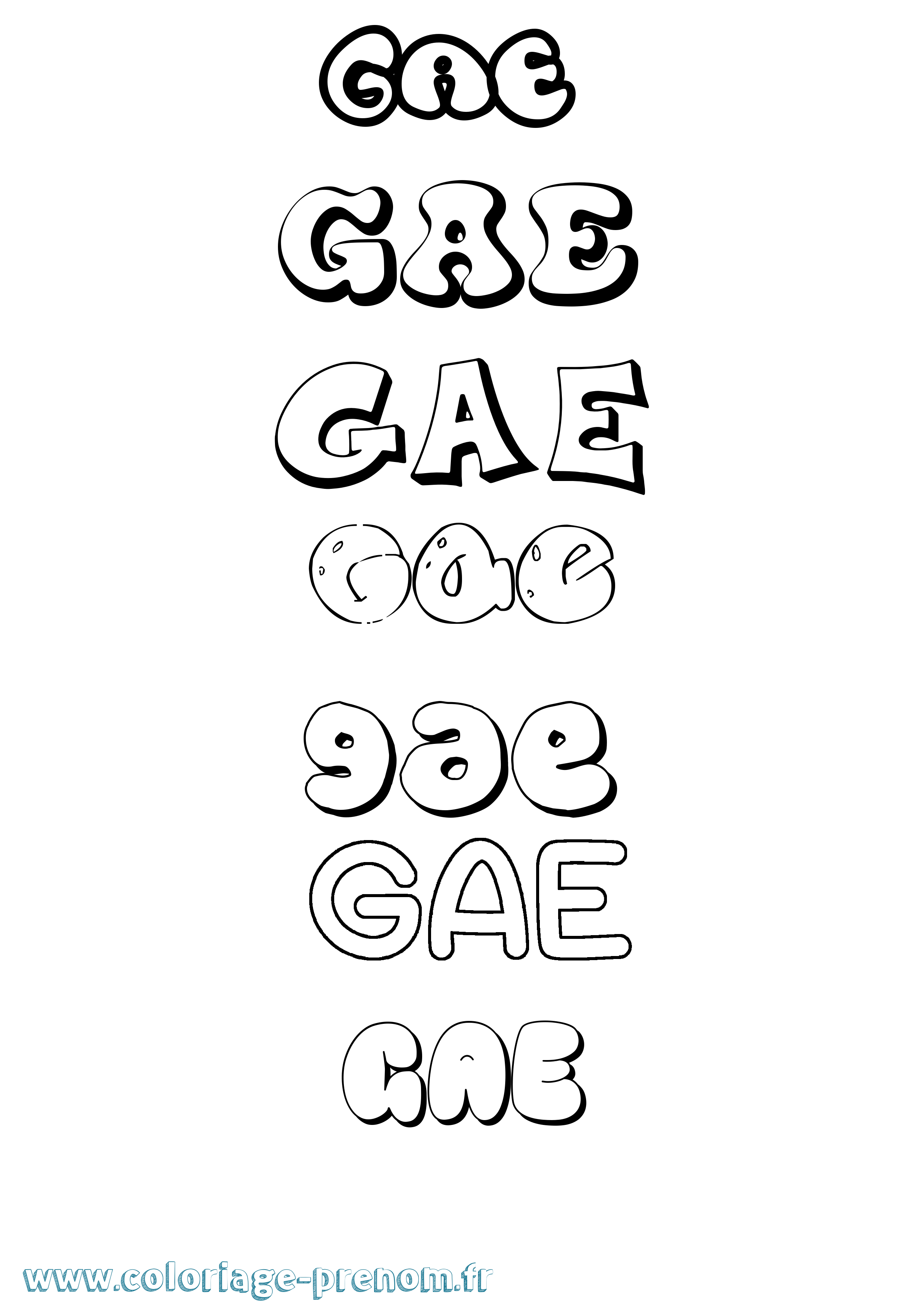 Coloriage Gae Bubble Coloriage prénom Gae Bubble