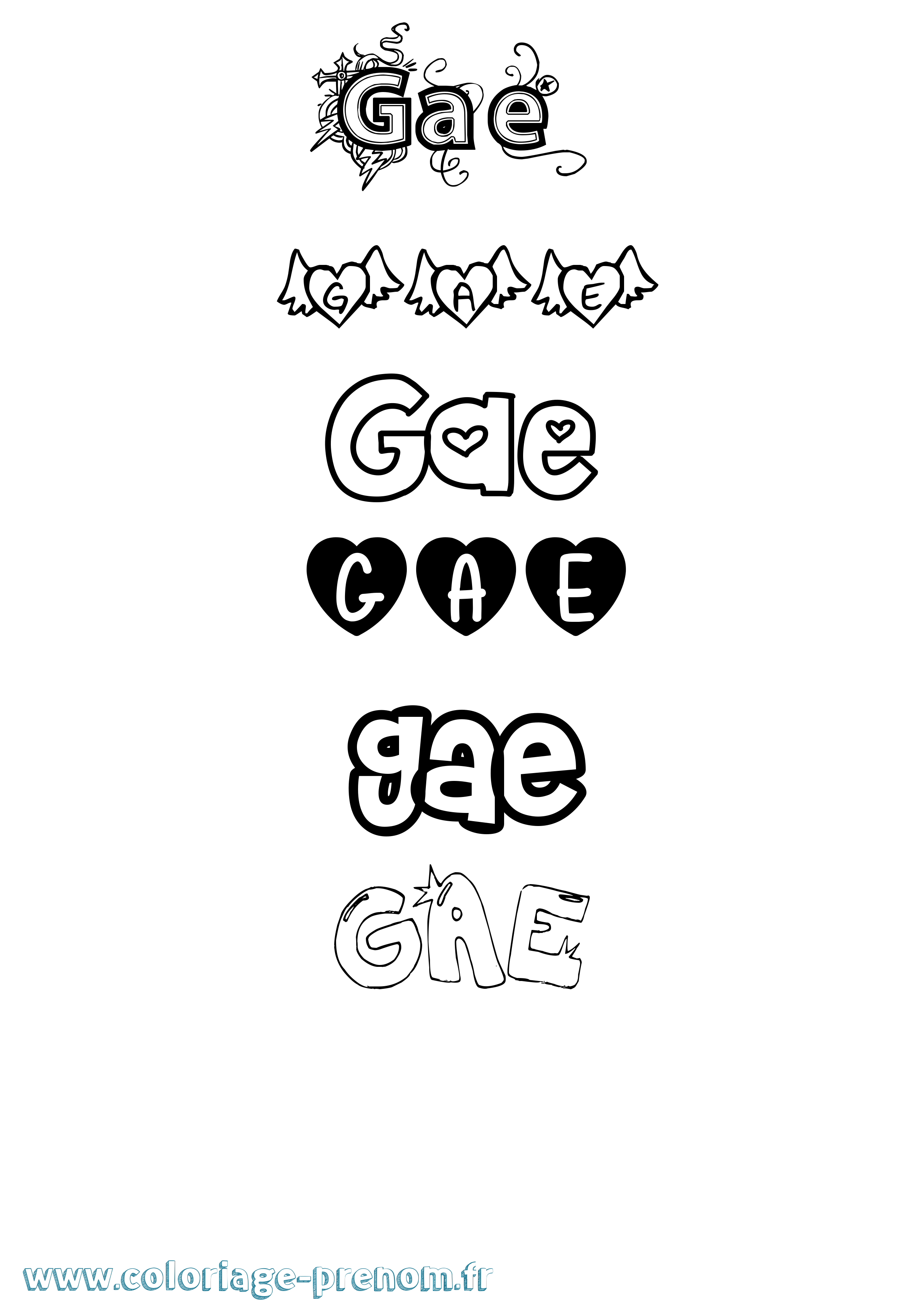 Coloriage Gae Girly Coloriage prénom Gae Girly
