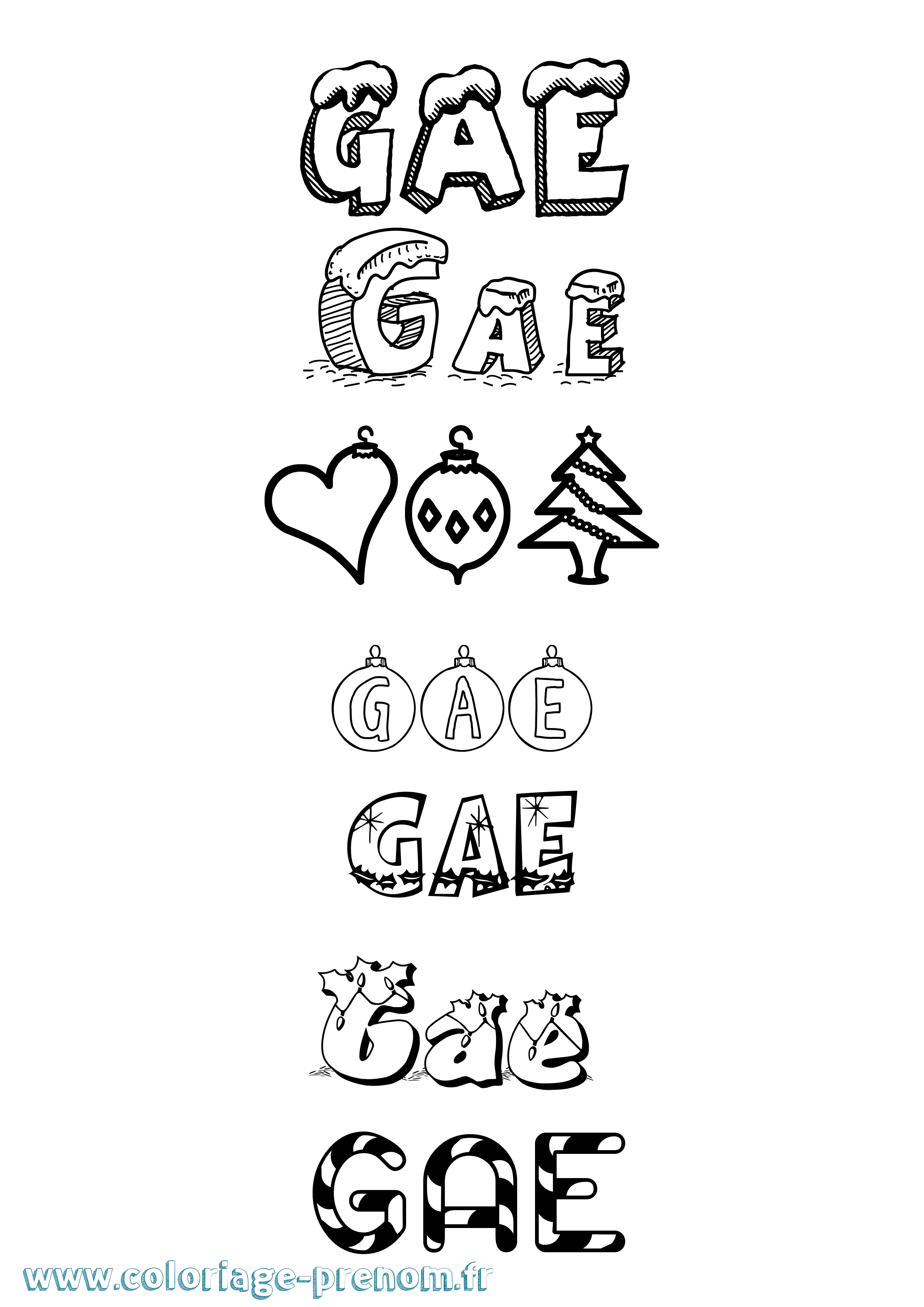 Coloriage Gae Noël Coloriage prénom Gae Noël