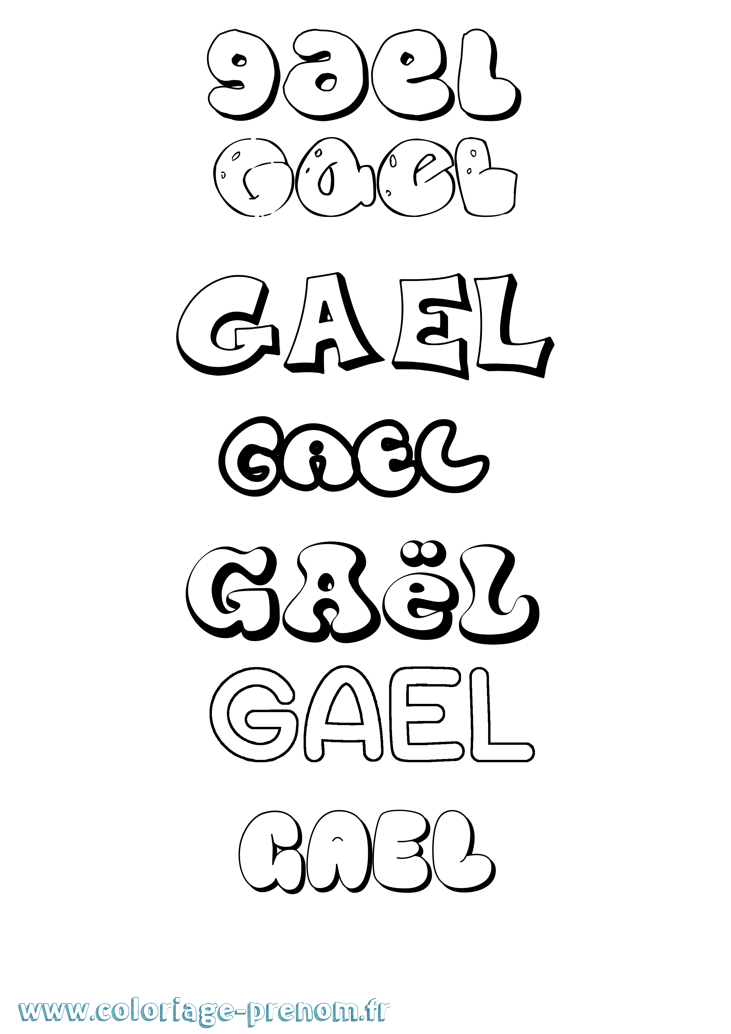 Coloriage Gaël Bubble Coloriage prénom Gaël Bubble