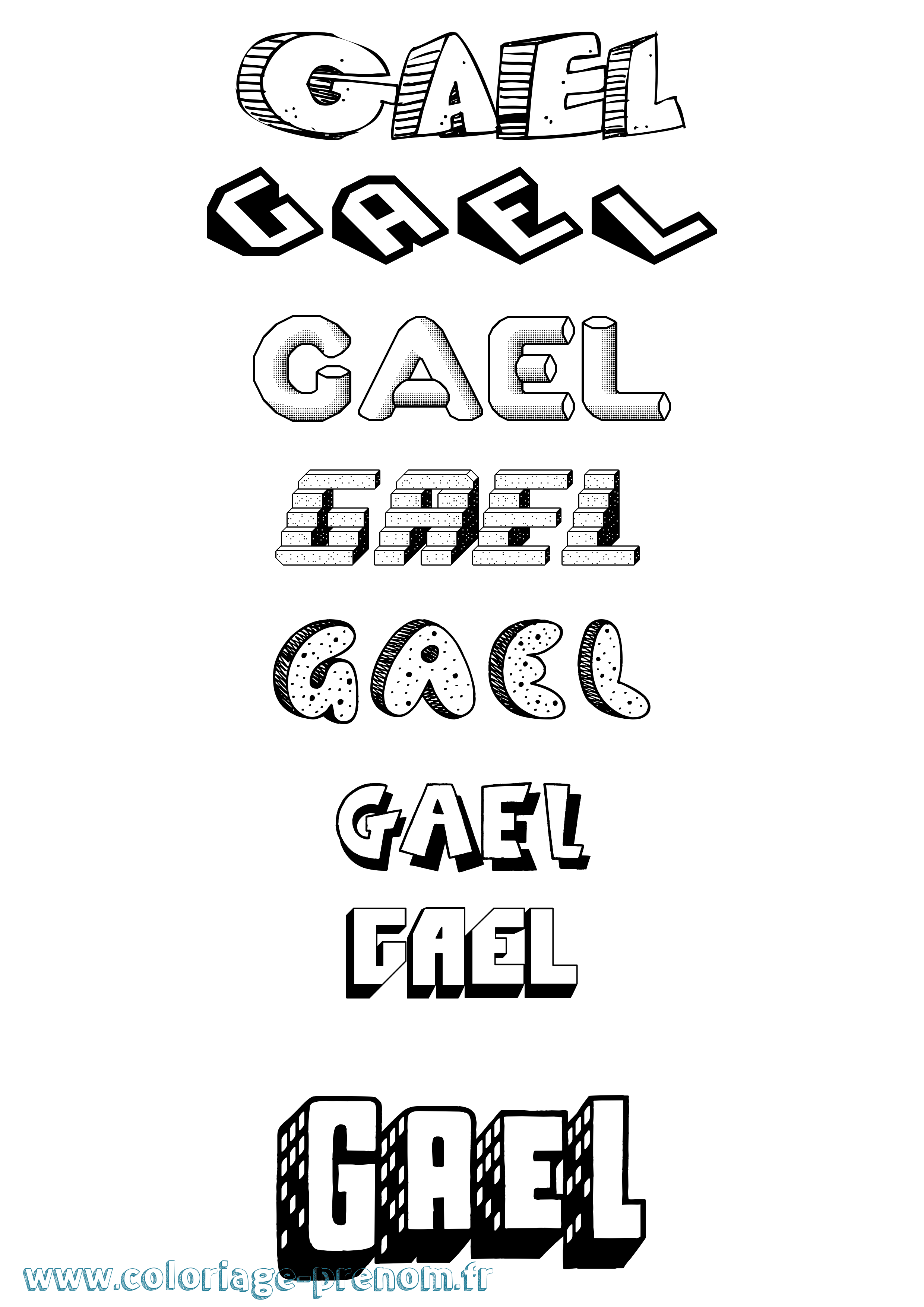 Coloriage Gaël Effet 3D Coloriage prénom Gaël Effet 3D