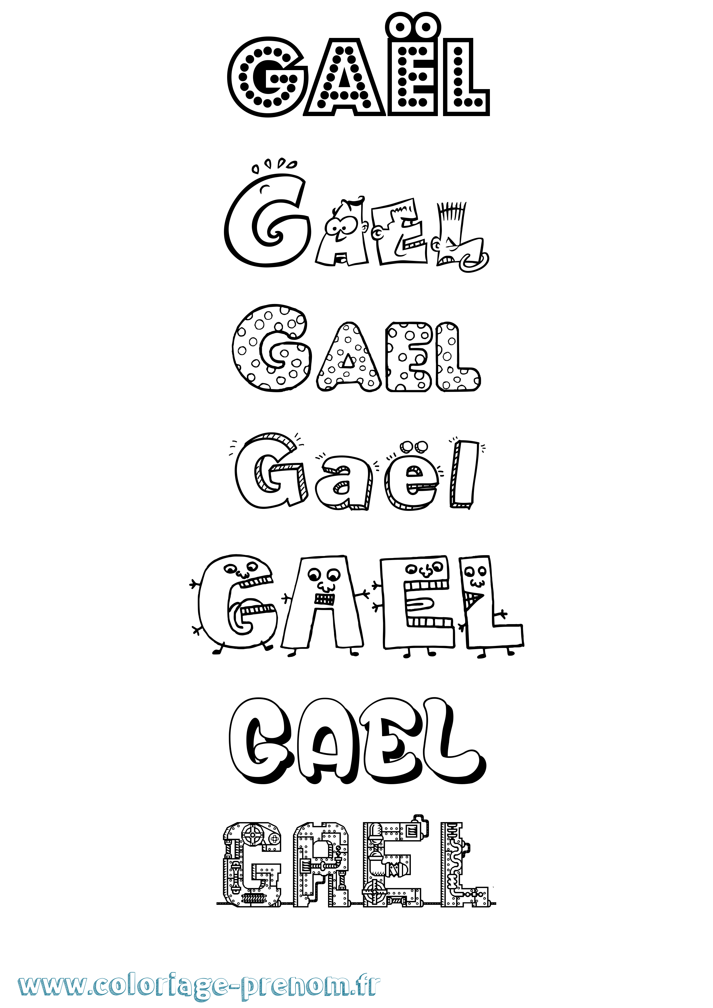 Coloriage prénom Gaël Fun