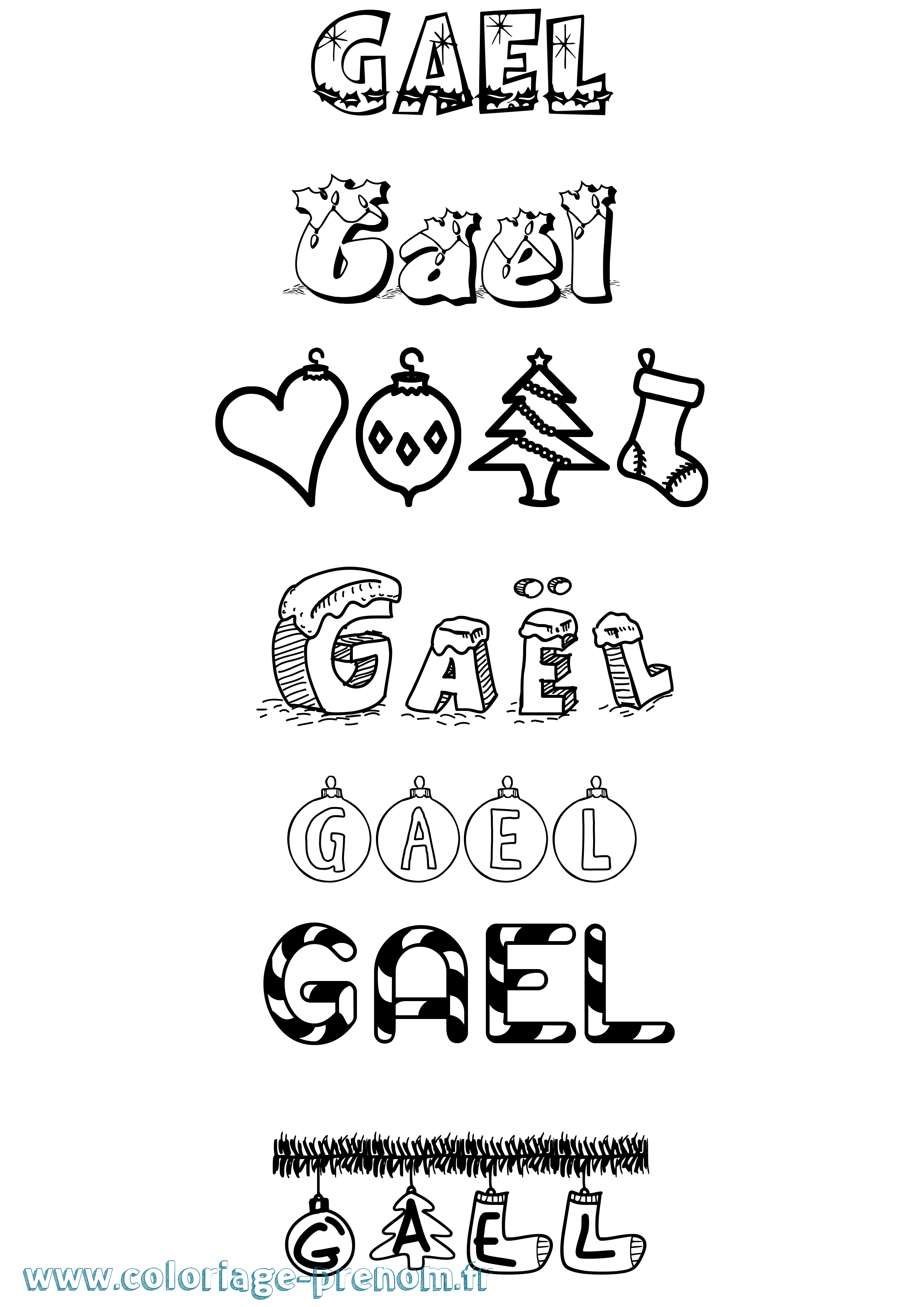 Coloriage Gaël Noël Coloriage prénom Gaël Noël