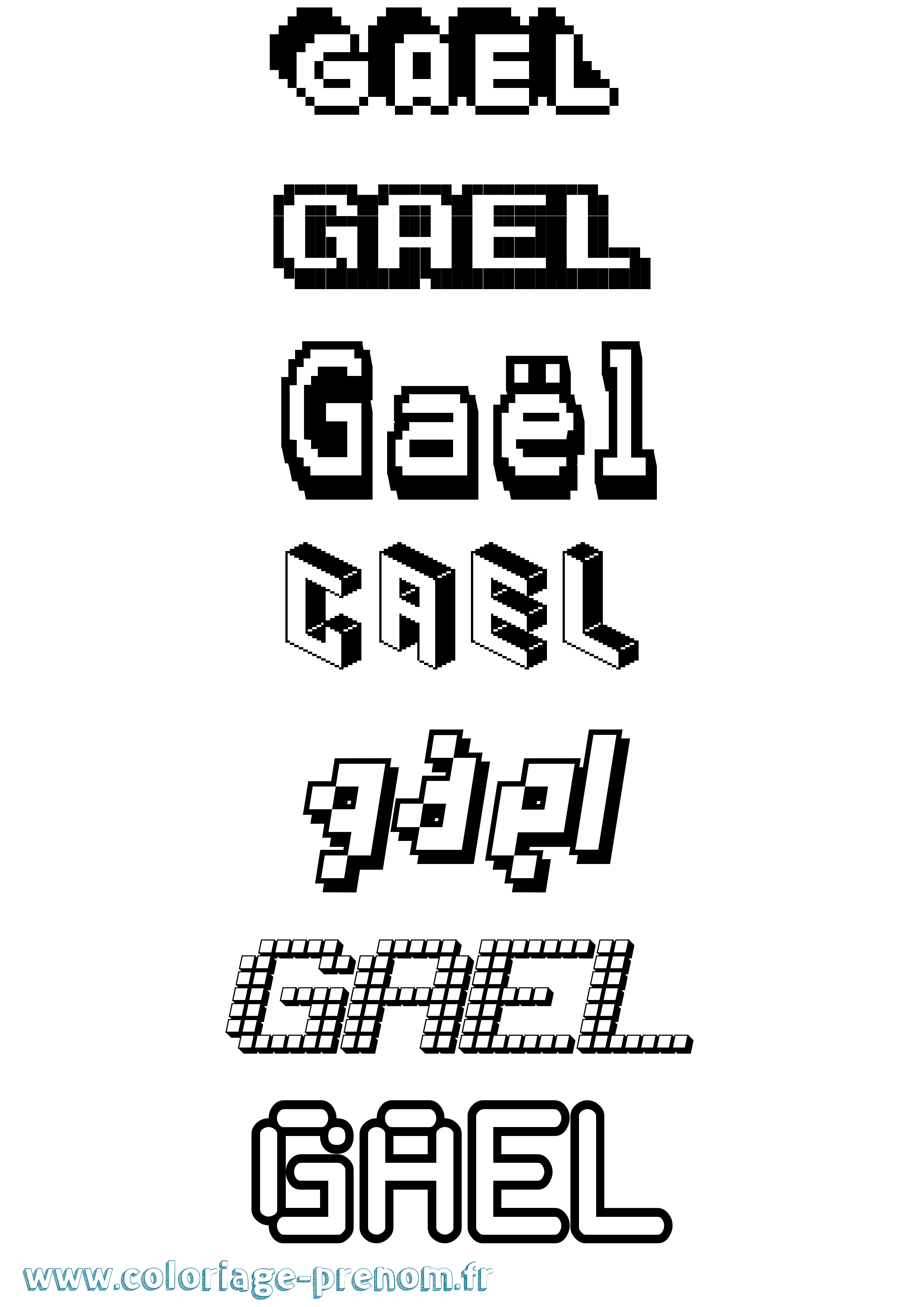 Coloriage Gaël Pixel Coloriage prénom Gaël Pixel