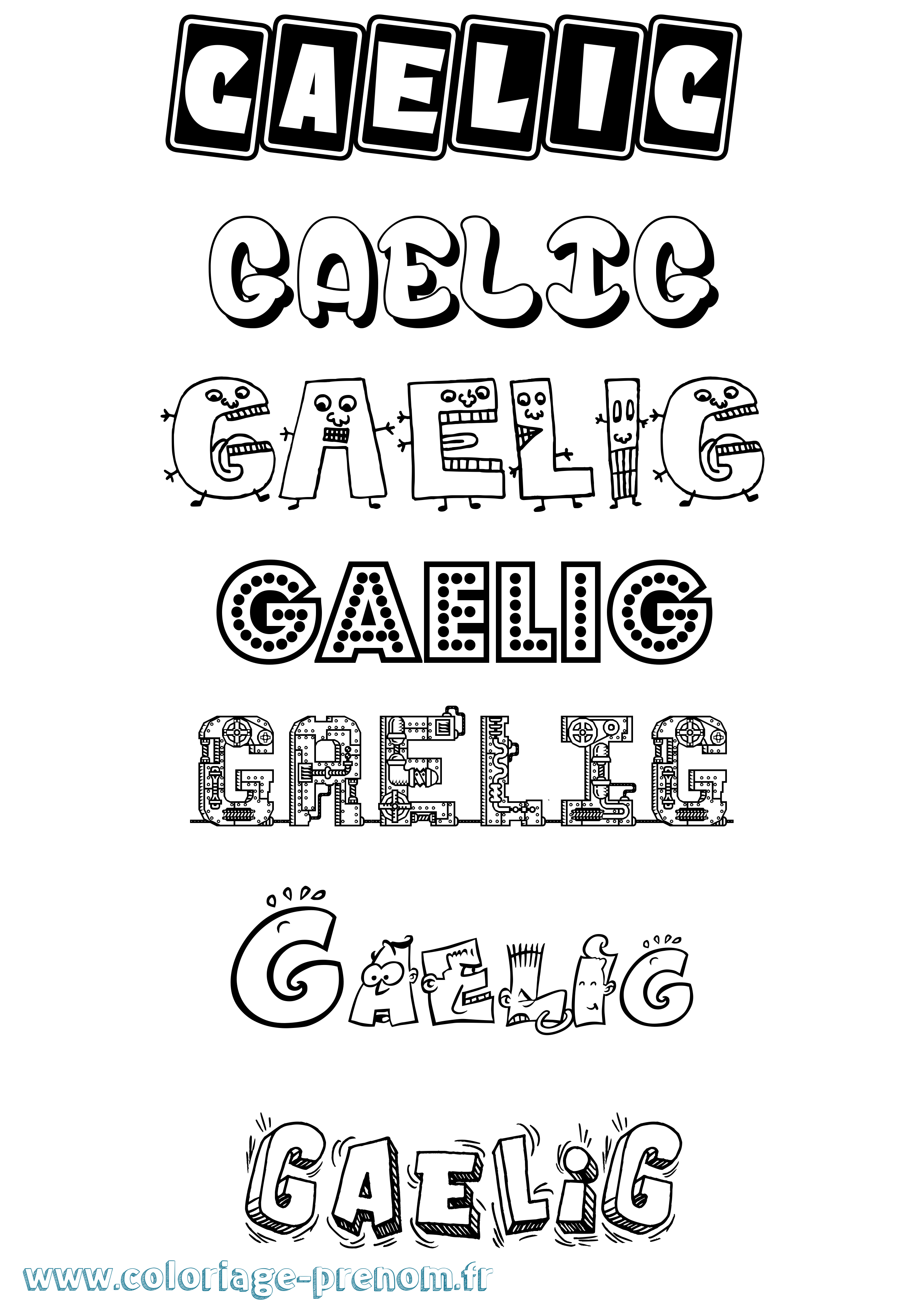 Coloriage prénom Gaelig Fun