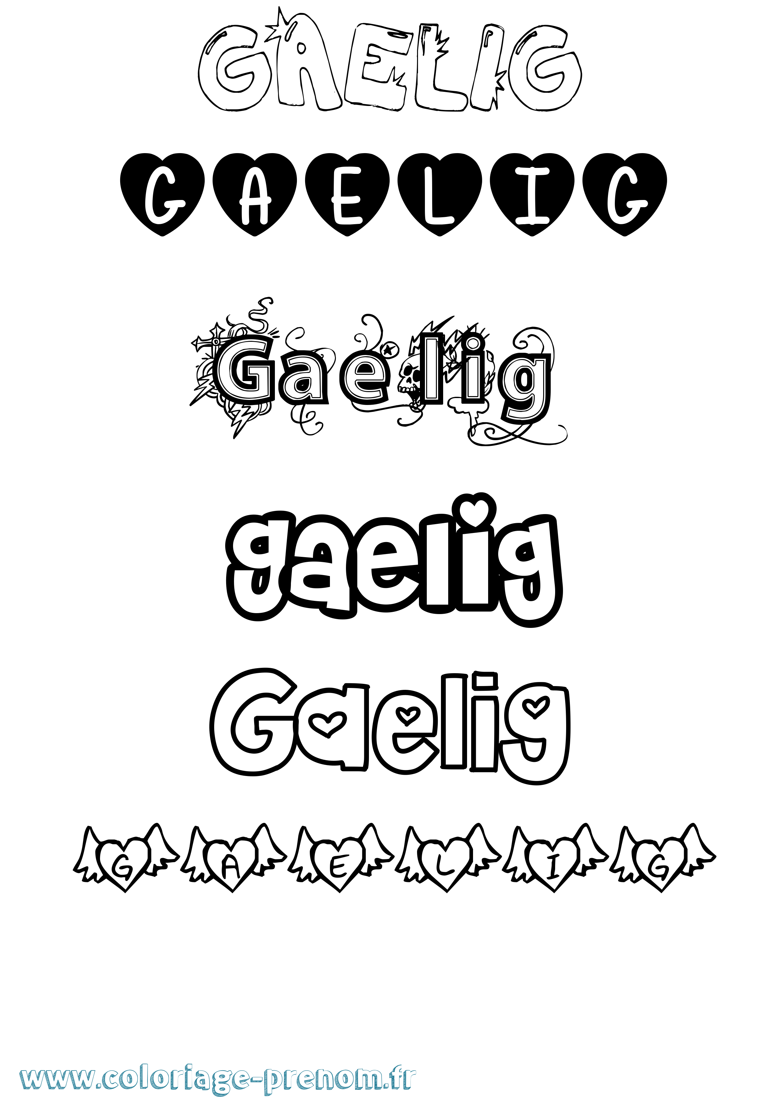 Coloriage prénom Gaelig Girly