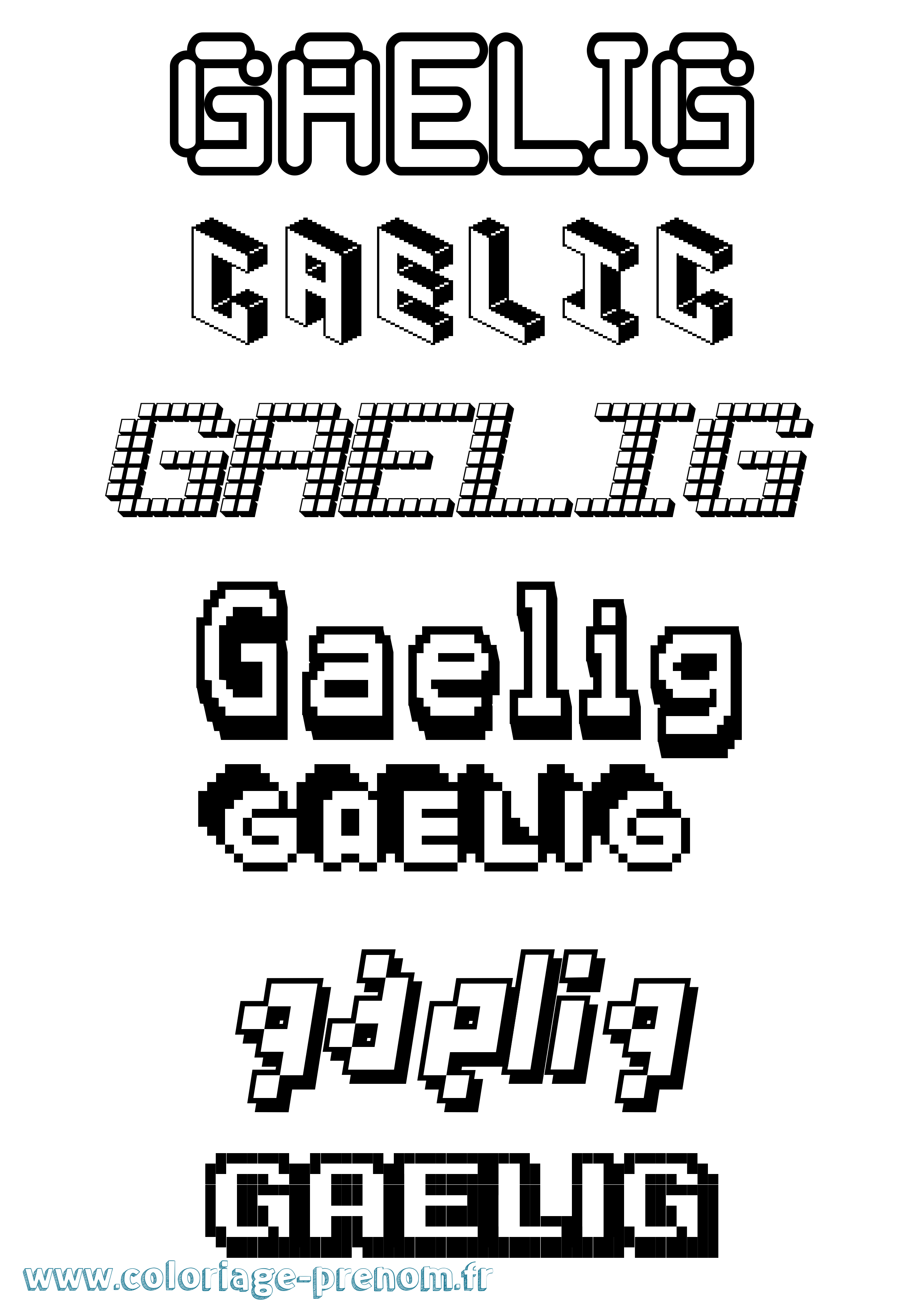 Coloriage prénom Gaelig Pixel