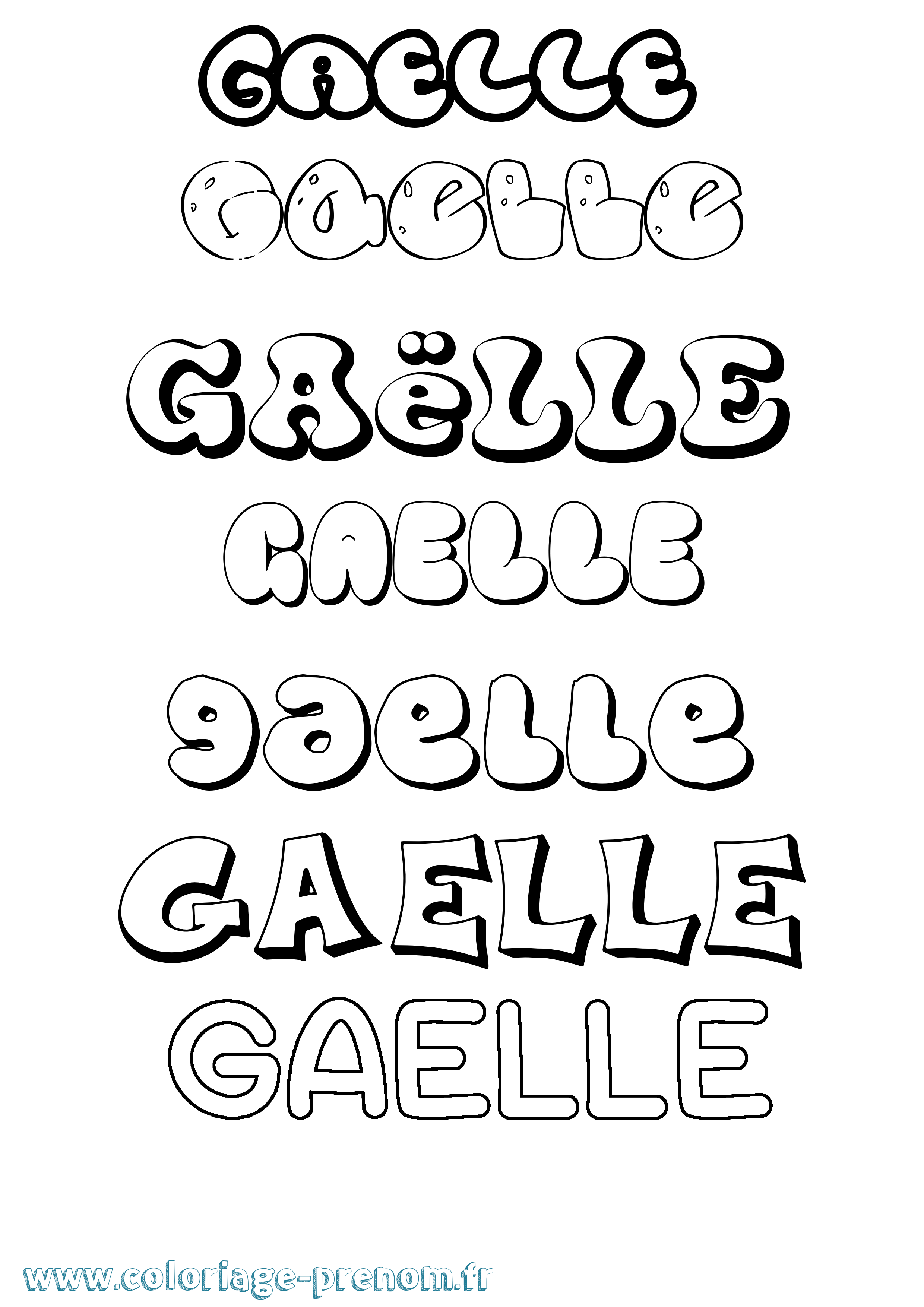 Coloriage Gaëlle Bubble Coloriage prénom Gaëlle Bubble