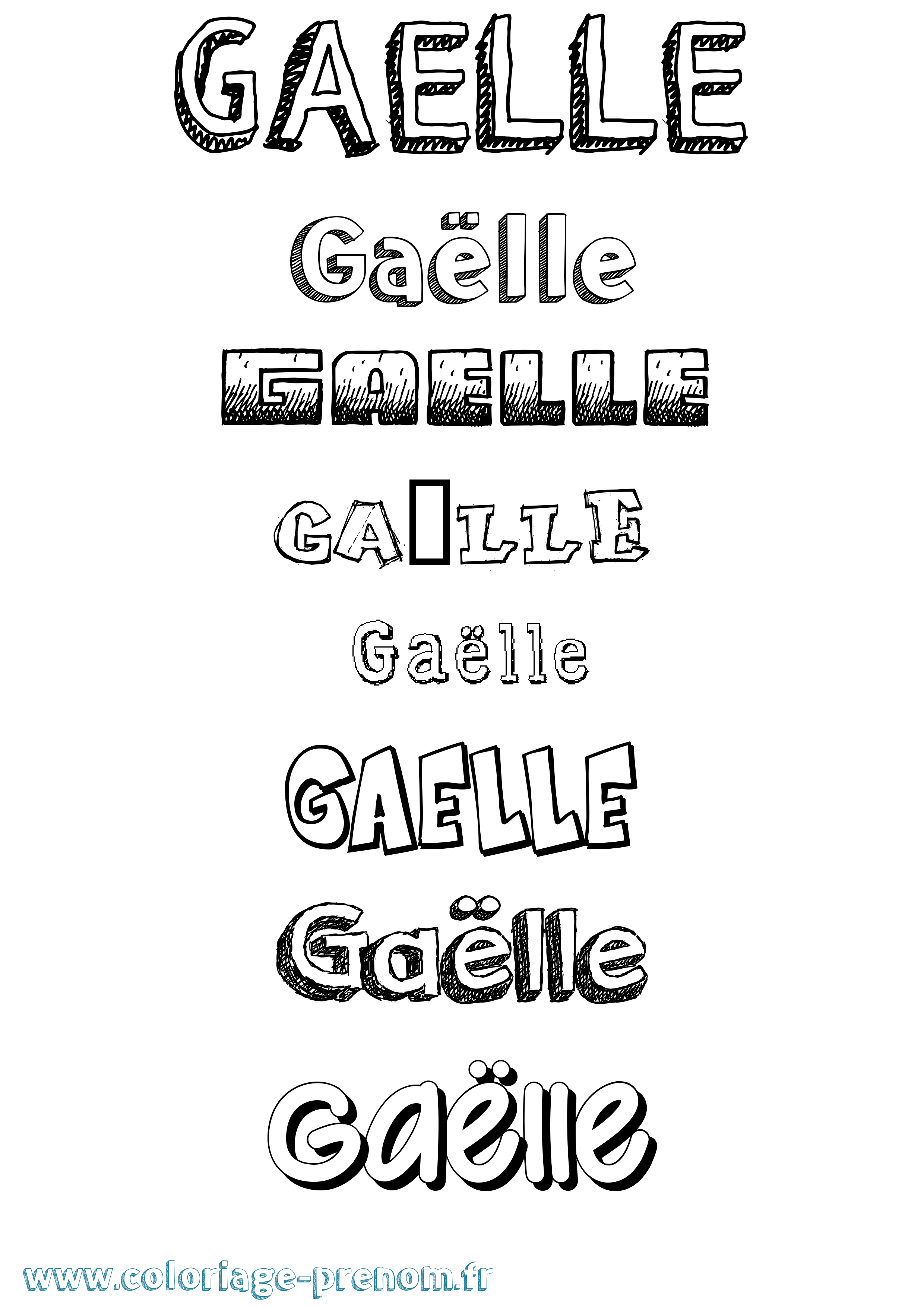 Coloriage prénom Gaëlle Dessiné