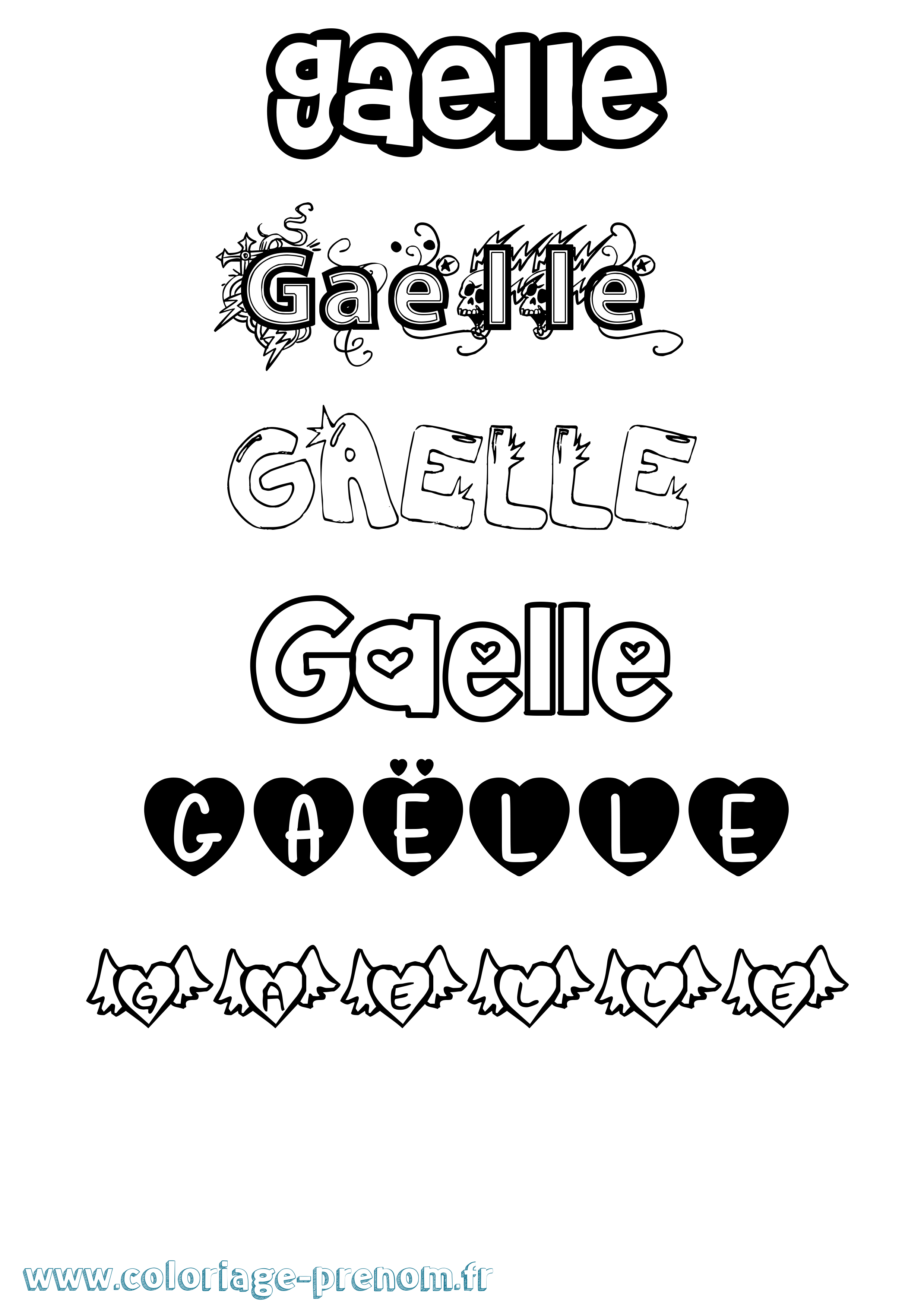 Coloriage prénom Gaëlle Girly