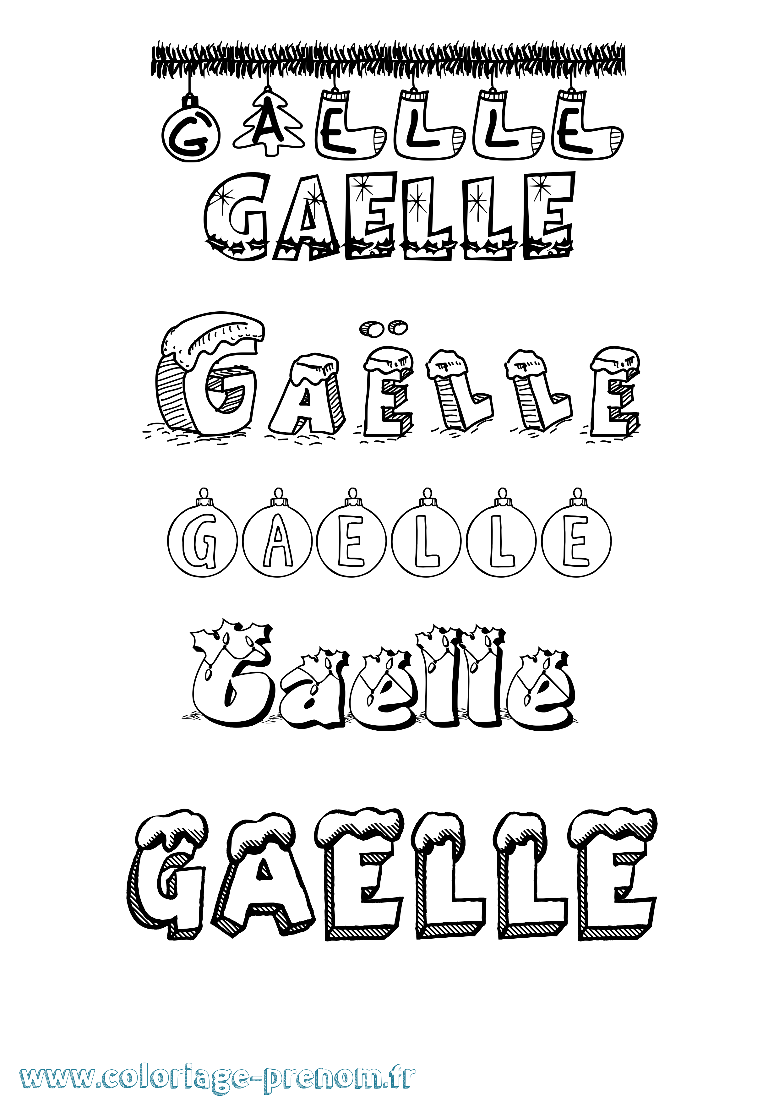 Coloriage Gaëlle Noël Coloriage prénom Gaëlle Noël