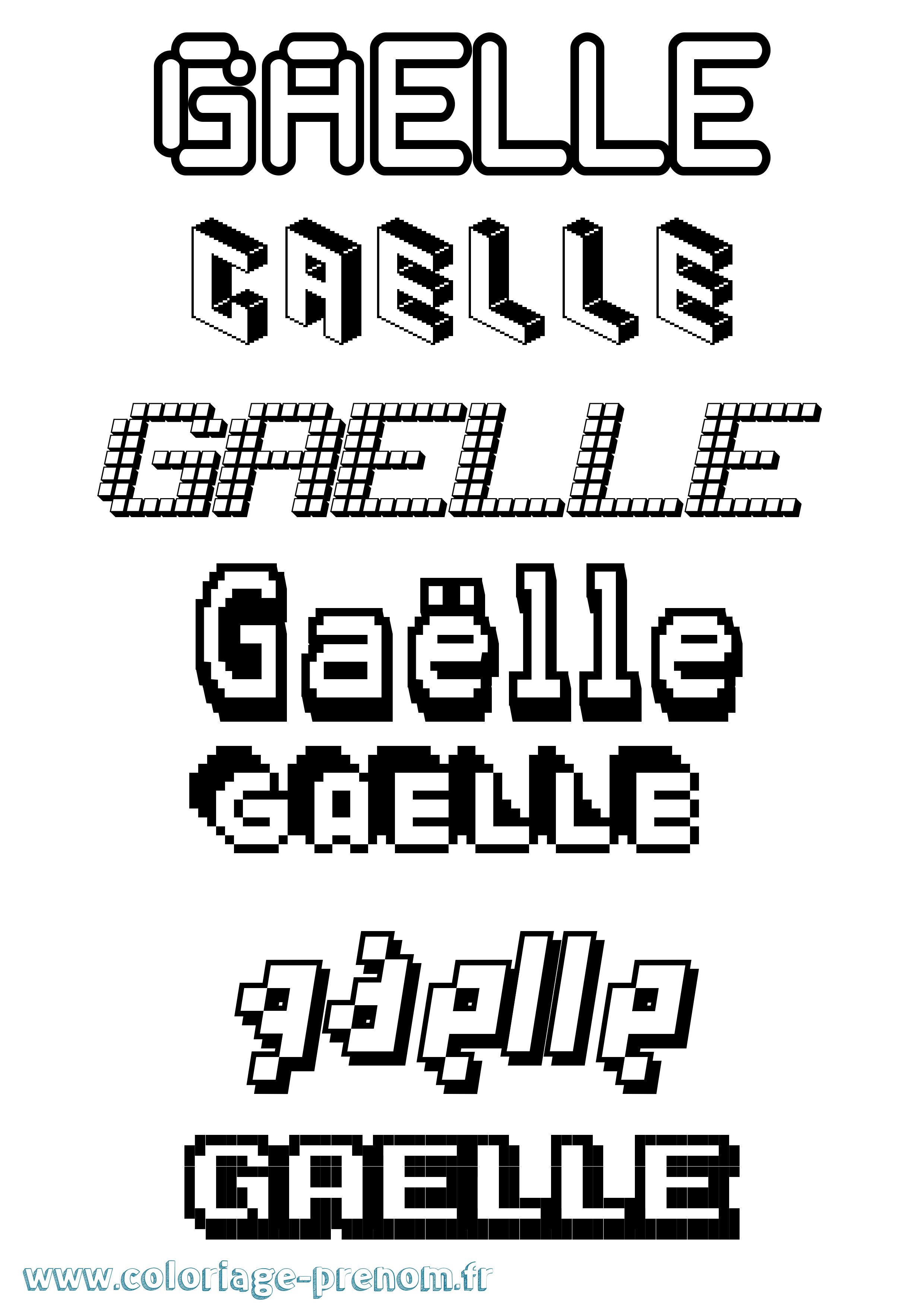Coloriage prénom Gaëlle Pixel