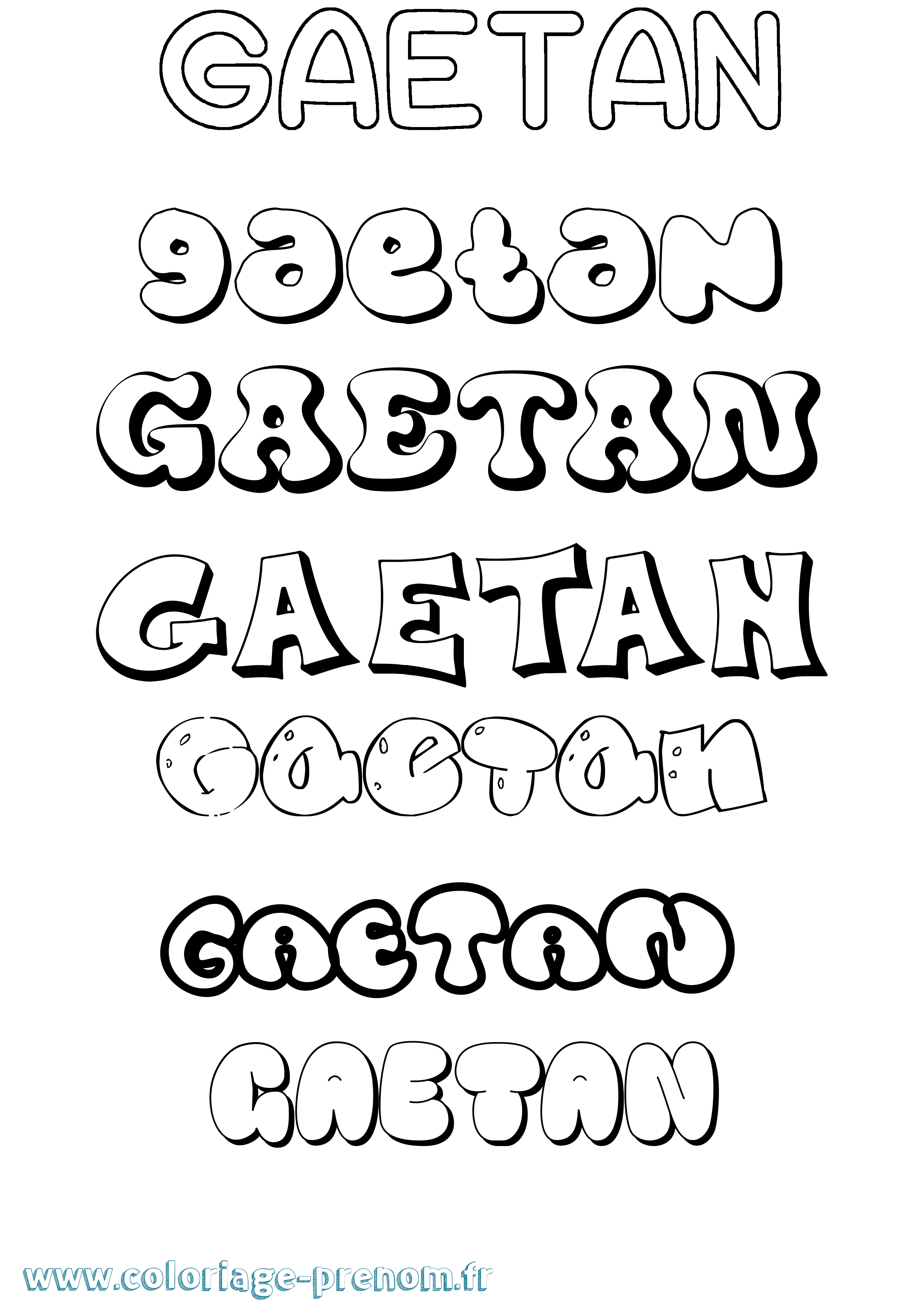 Coloriage prénom Gaetan Bubble
