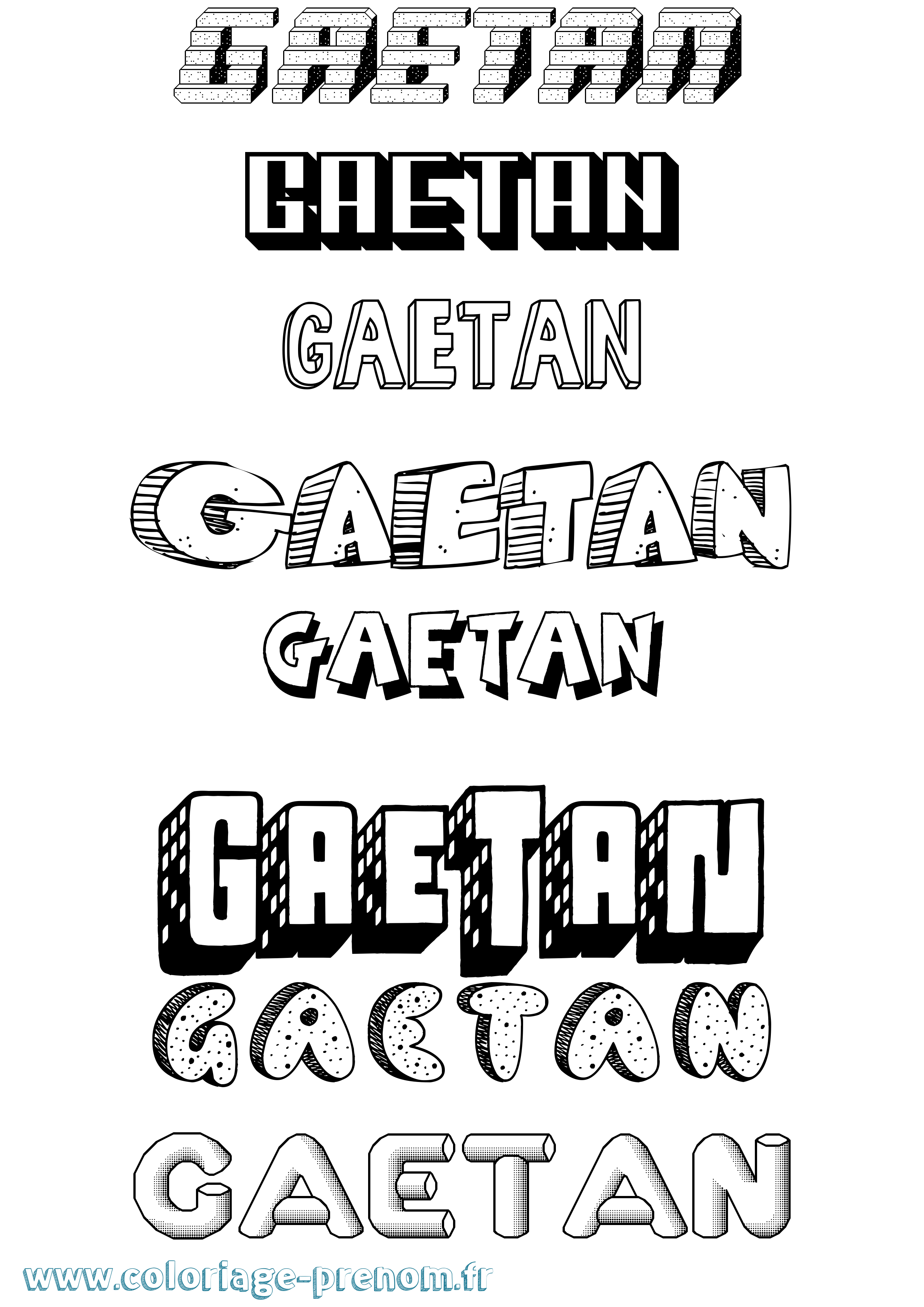 Coloriage prénom Gaetan Effet 3D