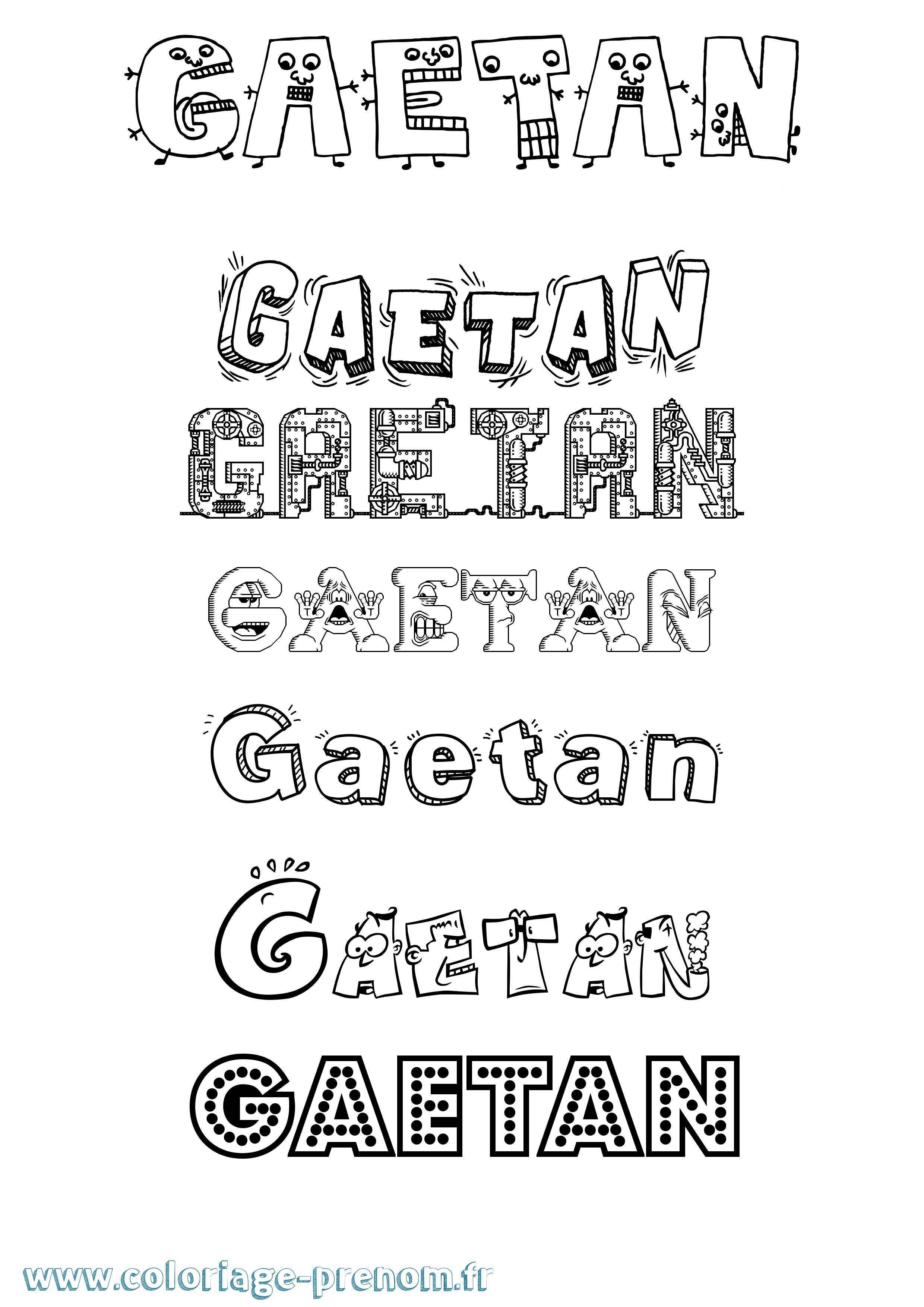 Coloriage prénom Gaetan Fun