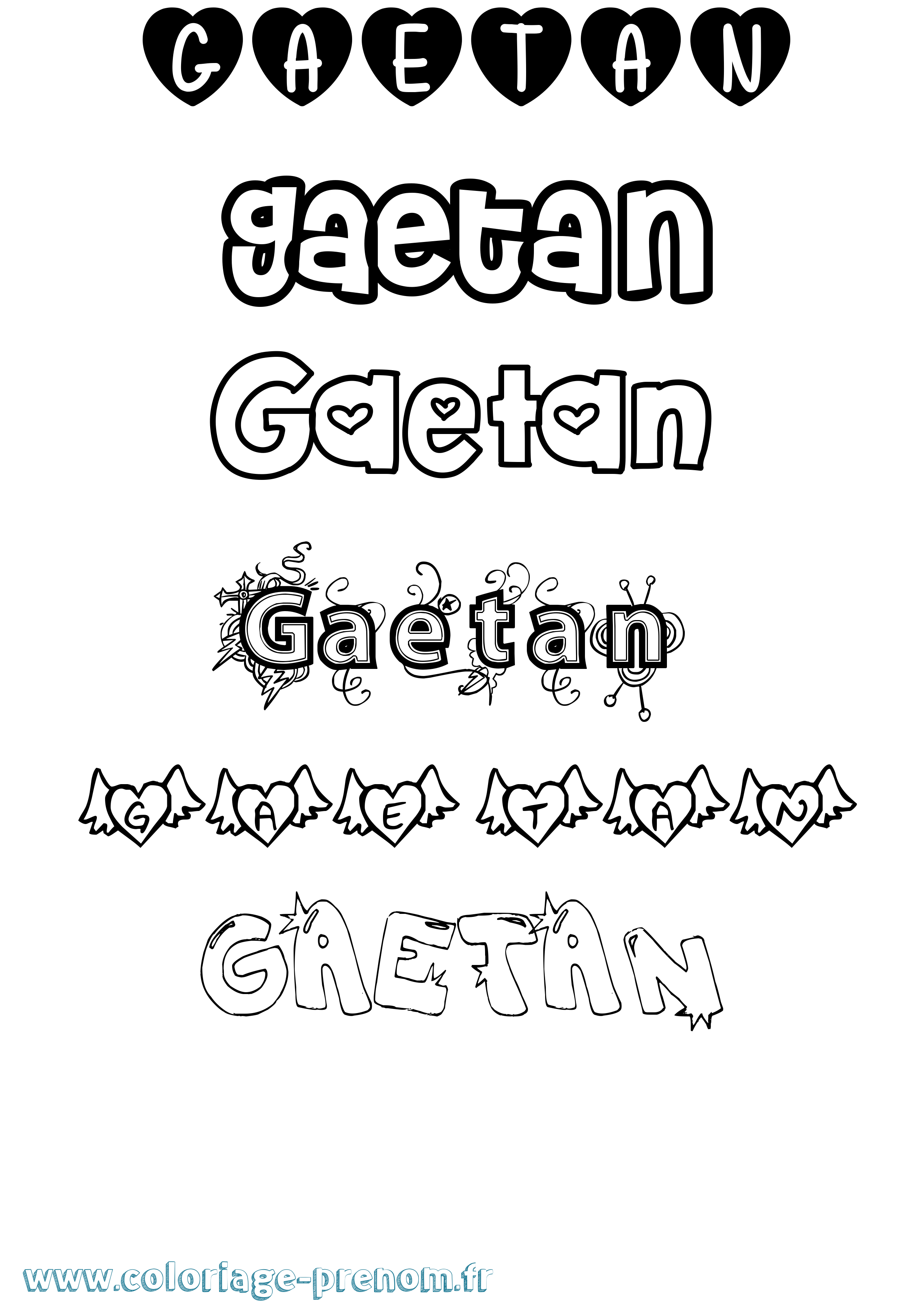 Coloriage Gaetan Girly Coloriage prénom Gaetan Girly