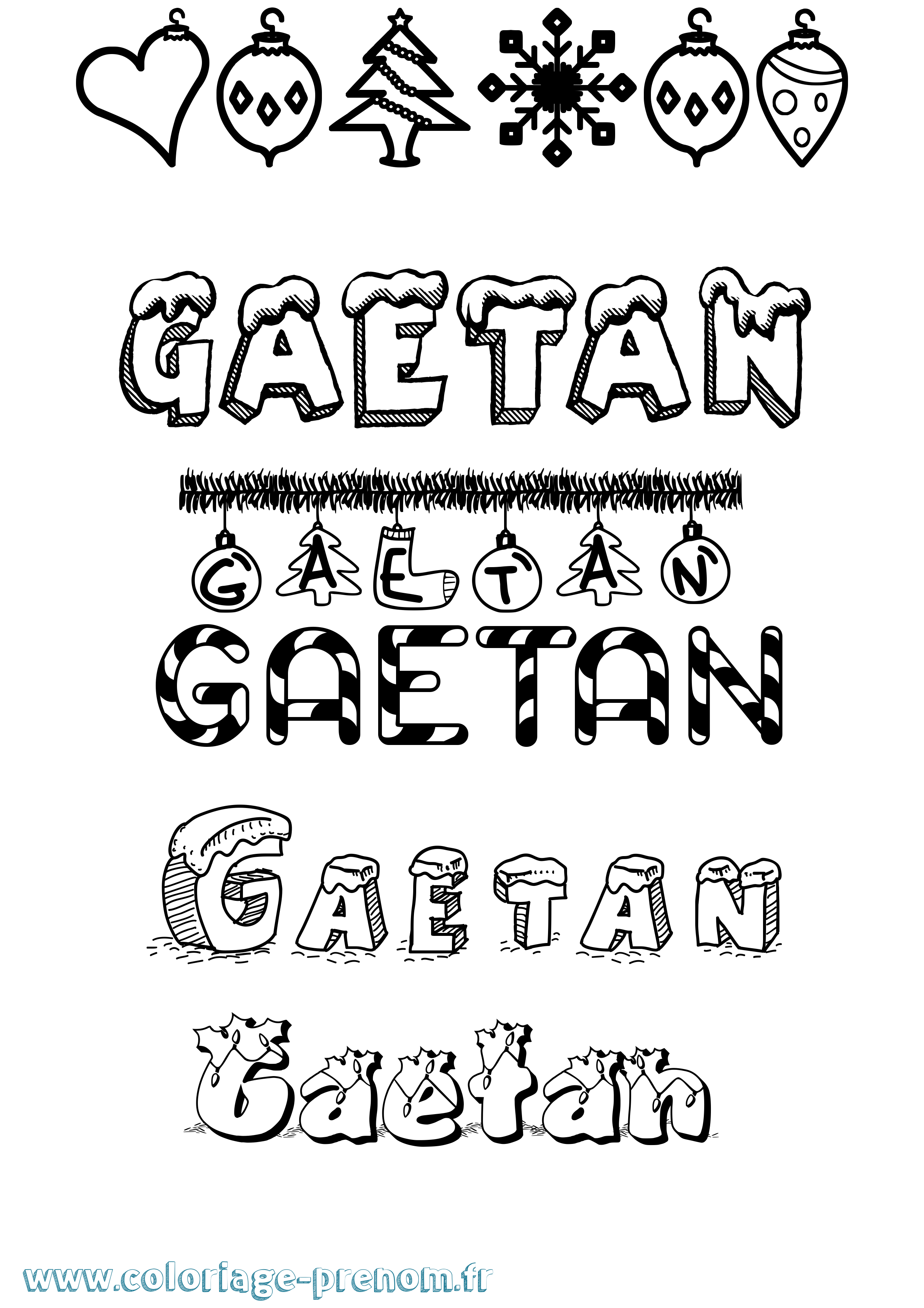 Coloriage Gaetan Noël Coloriage prénom Gaetan Noël