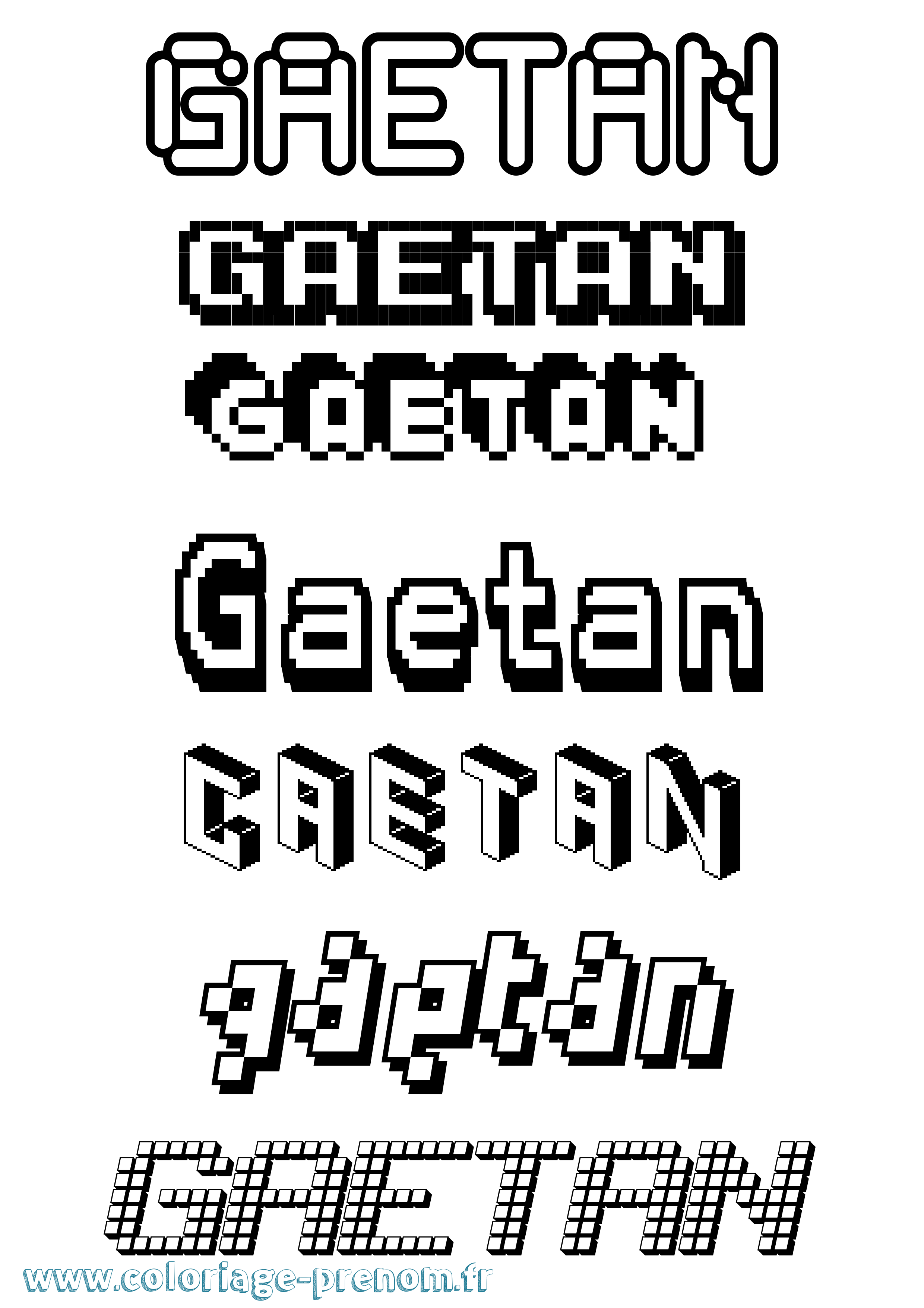 Coloriage prénom Gaetan Pixel