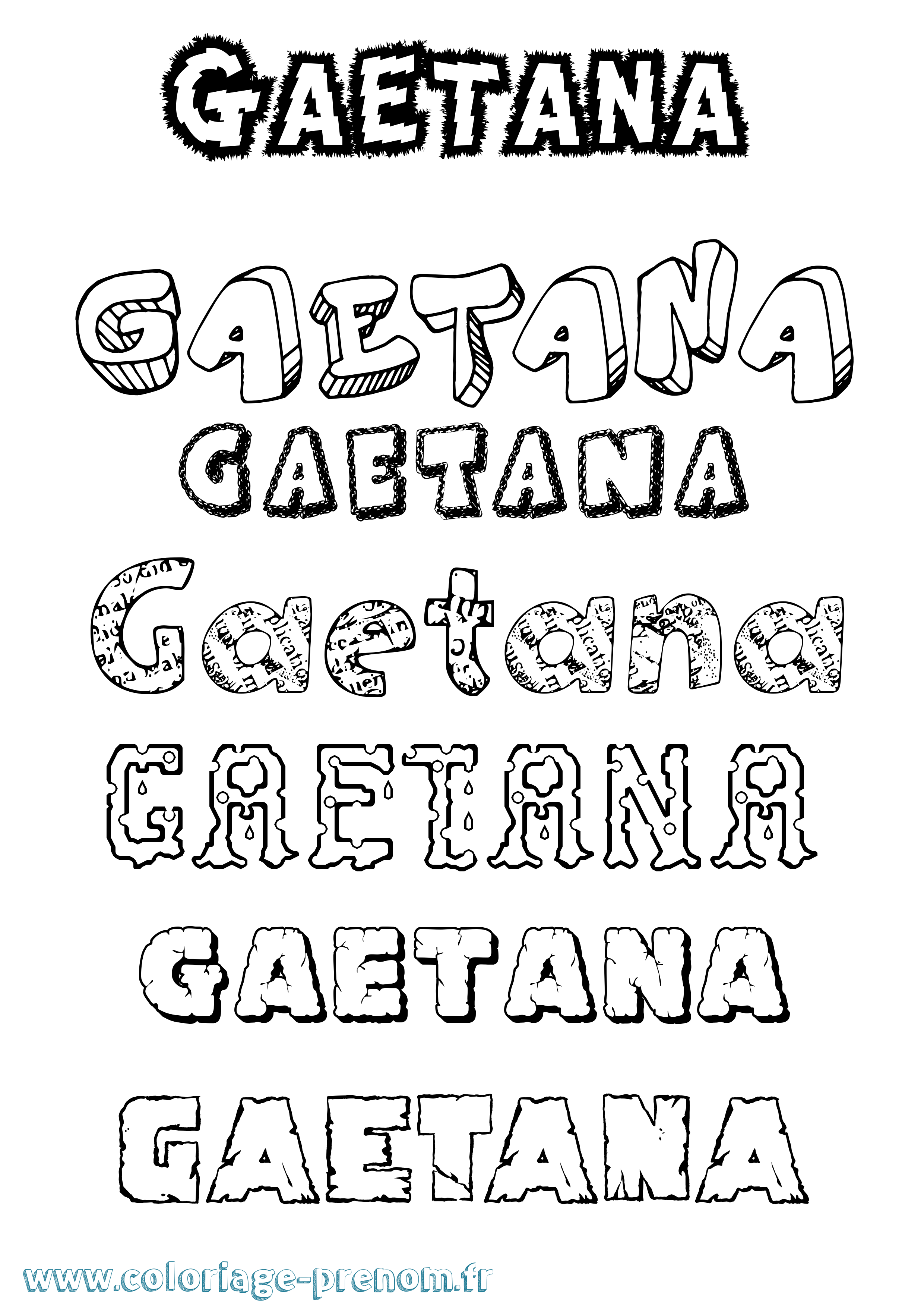 Coloriage prénom Gaetana Destructuré