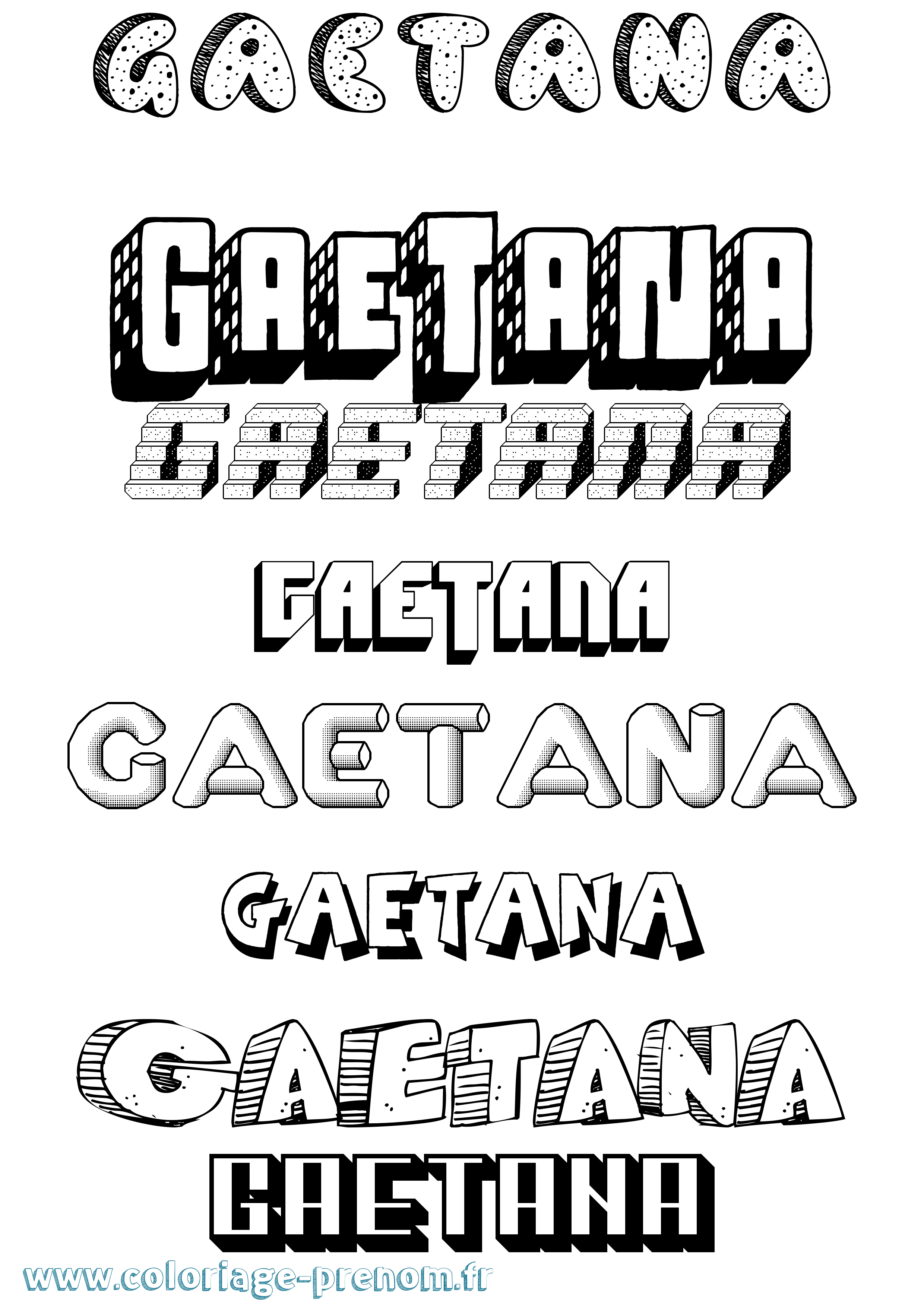 Coloriage prénom Gaetana Effet 3D