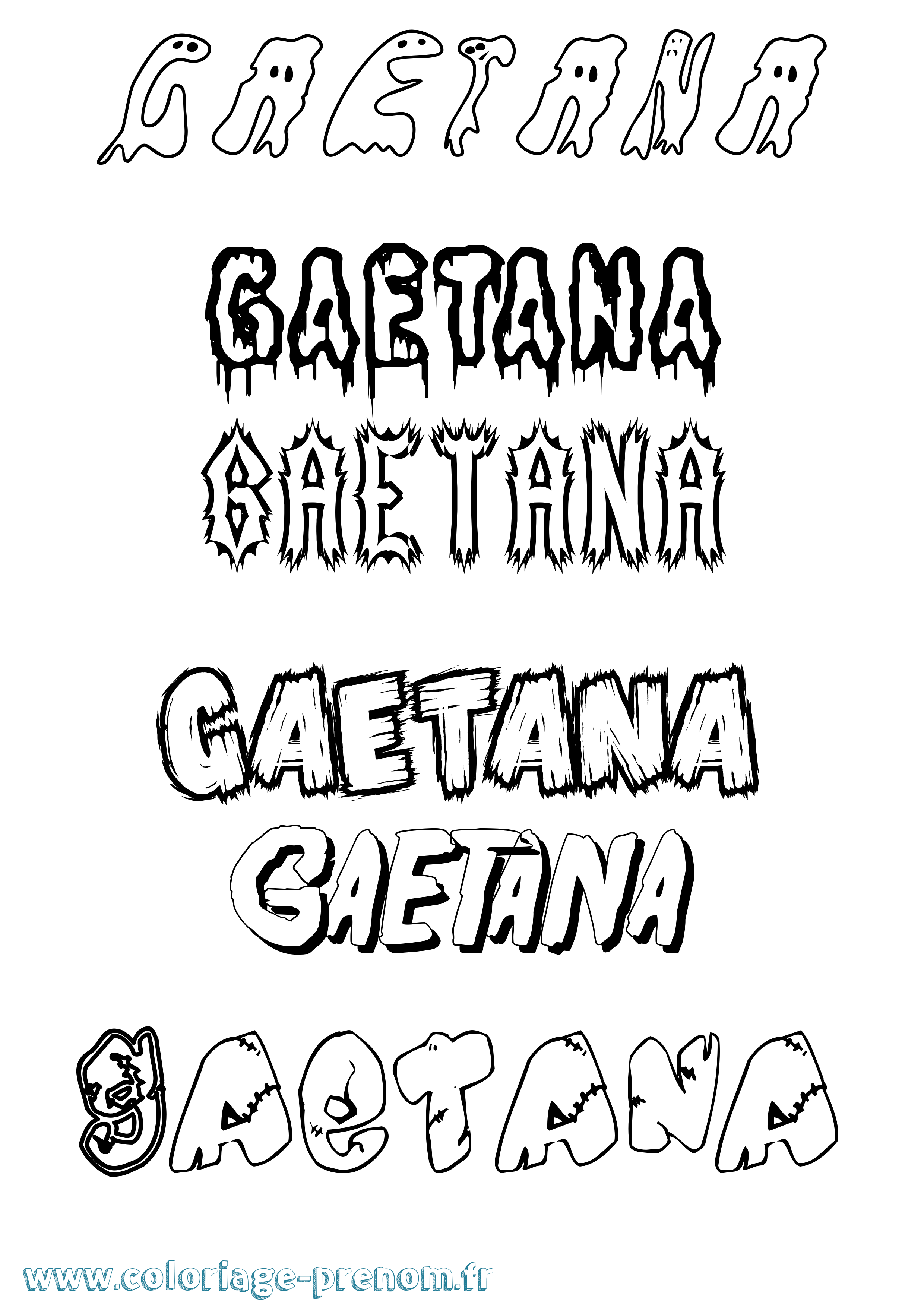 Coloriage prénom Gaetana Frisson