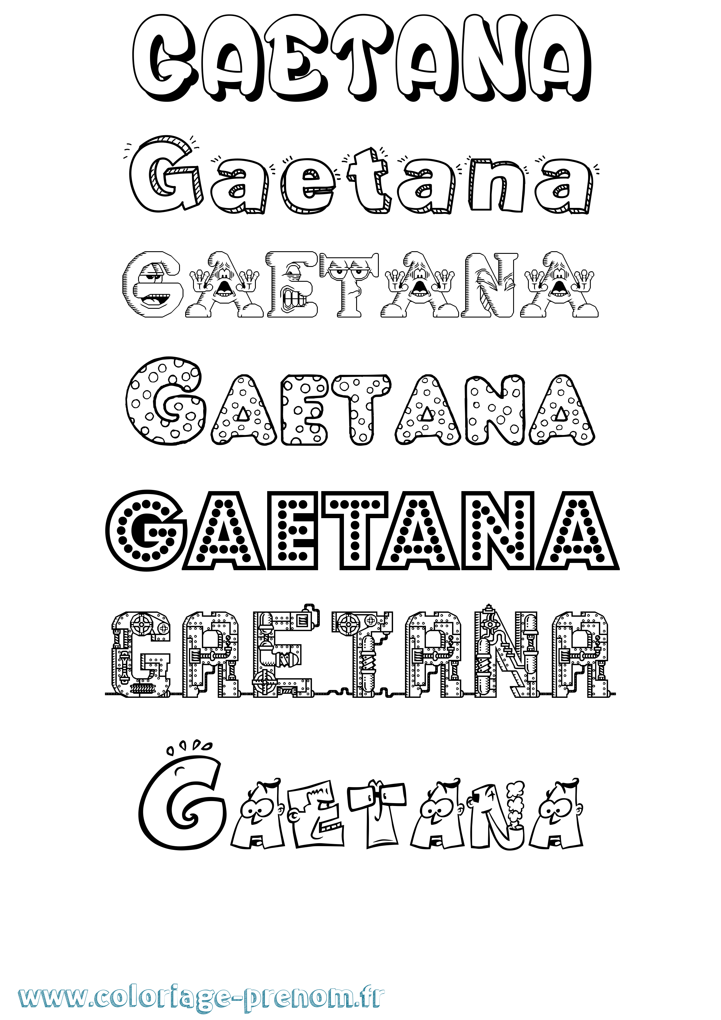 Coloriage prénom Gaetana Fun