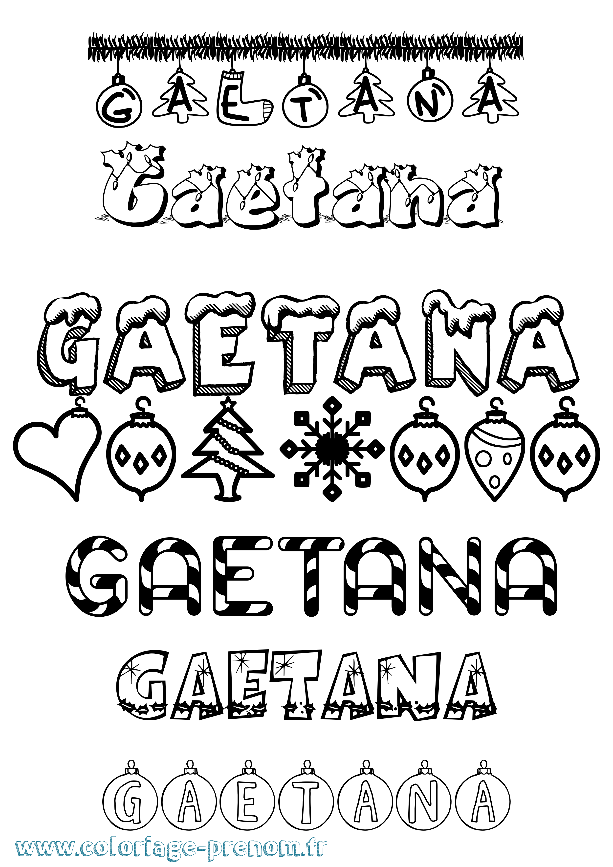 Coloriage prénom Gaetana Noël