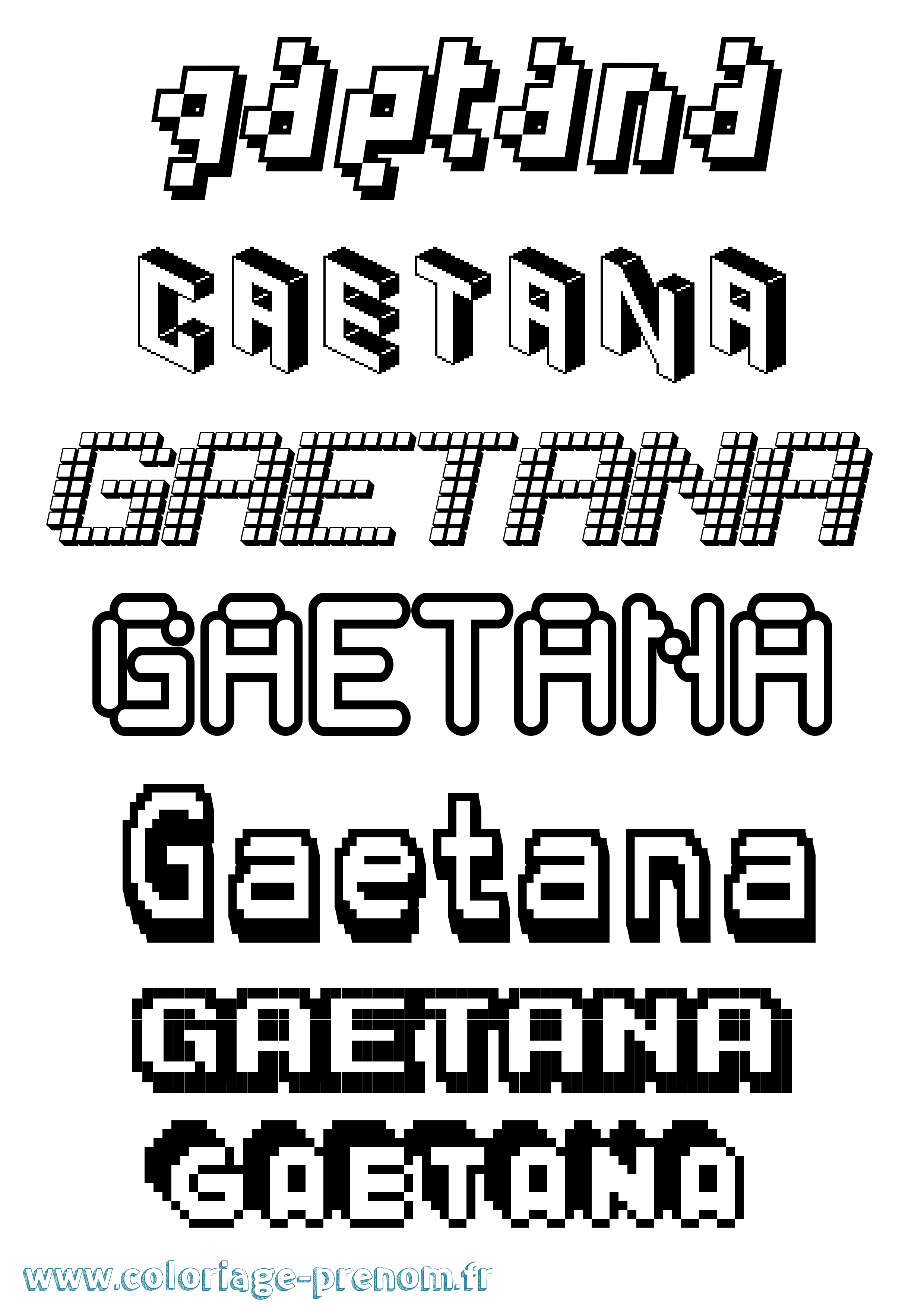 Coloriage prénom Gaetana Pixel