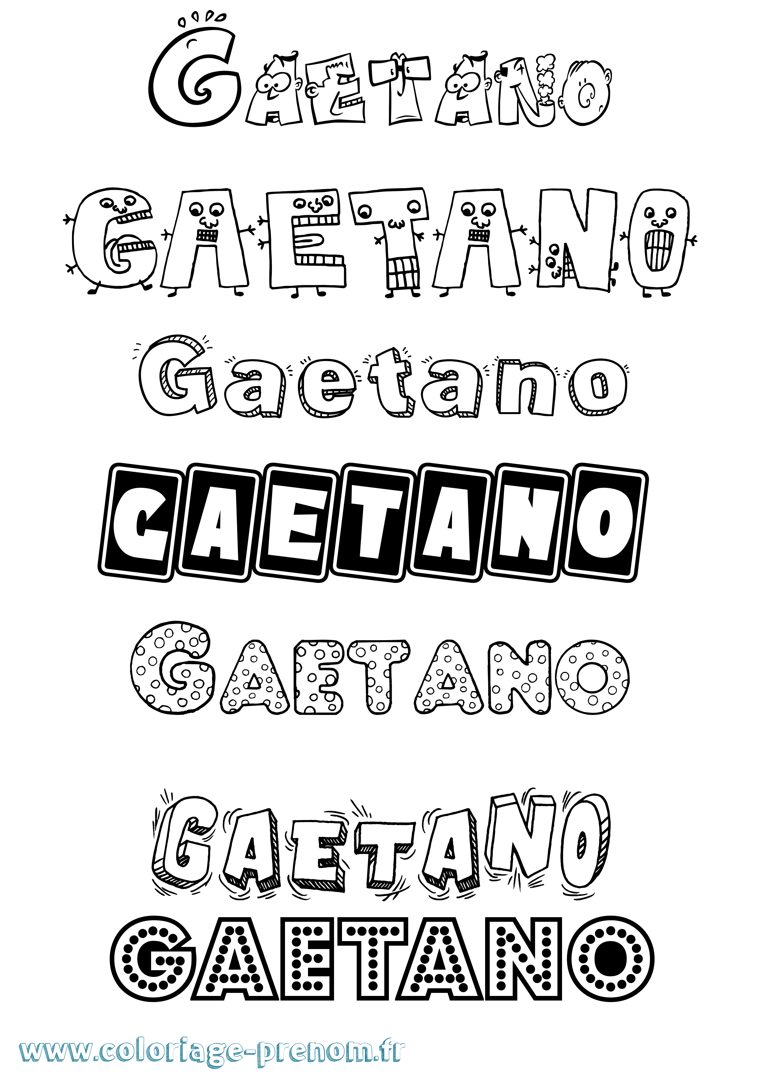 Coloriage prénom Gaetano Fun