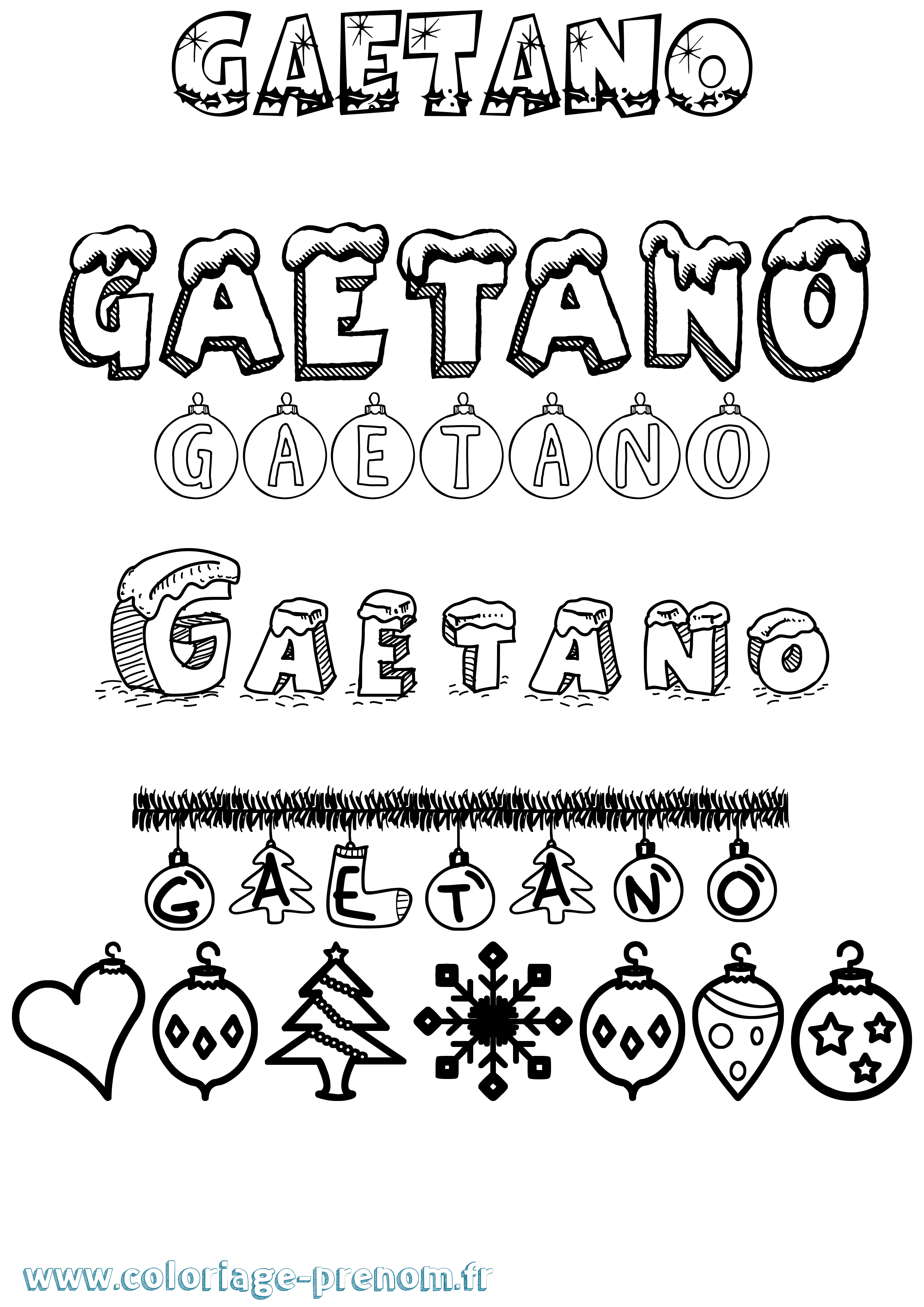 Coloriage prénom Gaetano Noël