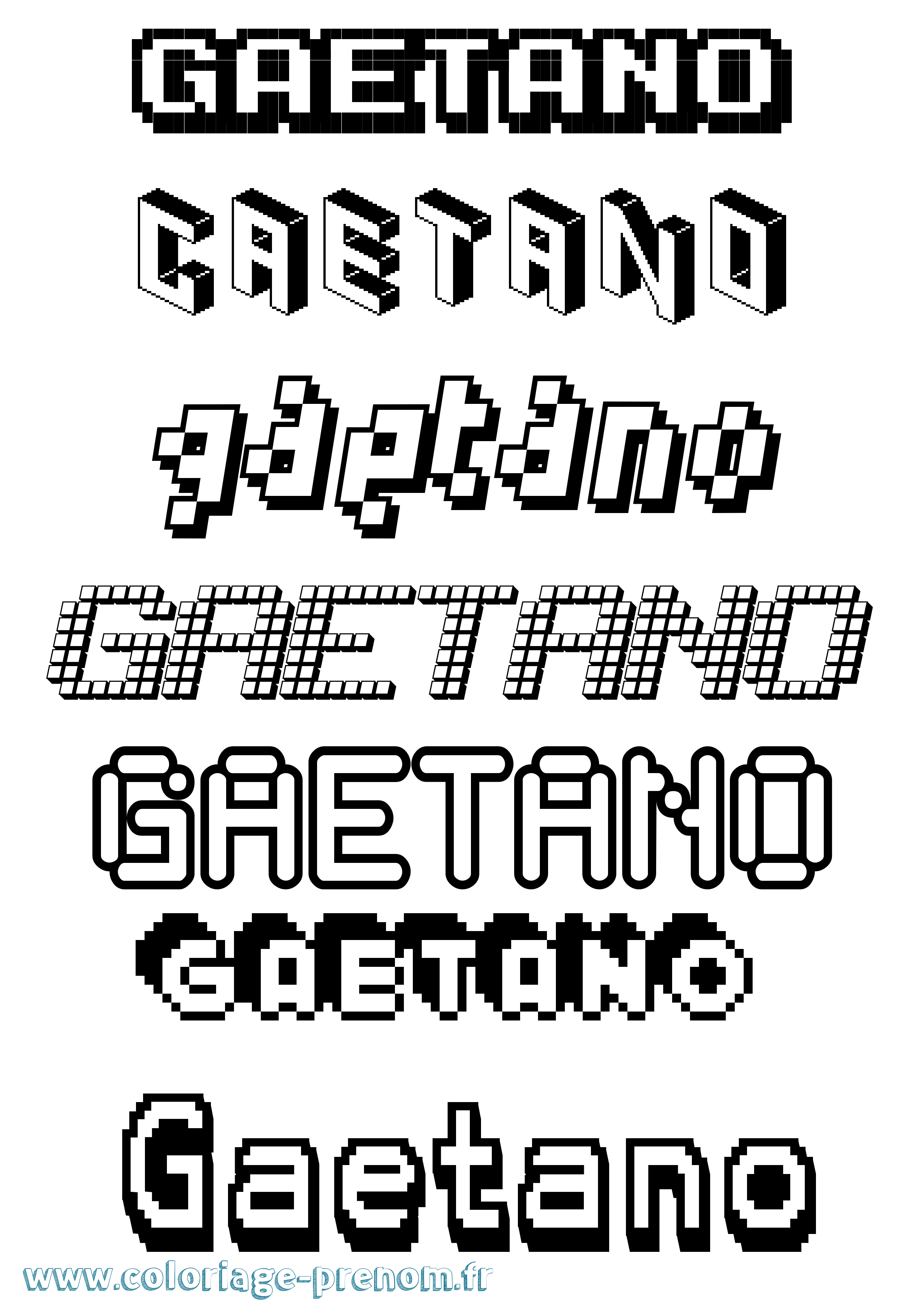 Coloriage prénom Gaetano Pixel