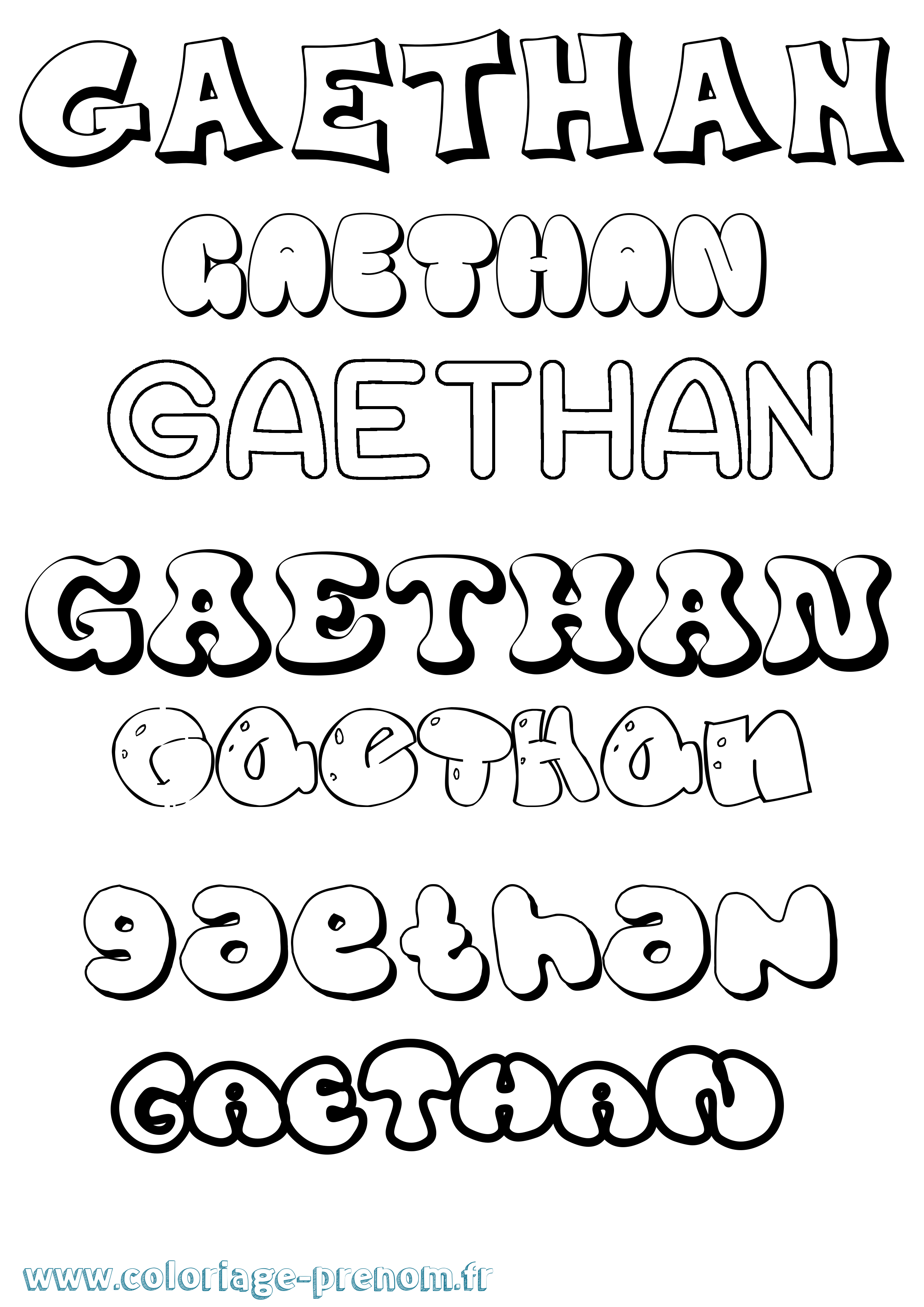 Coloriage Gaethan Bubble Coloriage prénom Gaethan Bubble