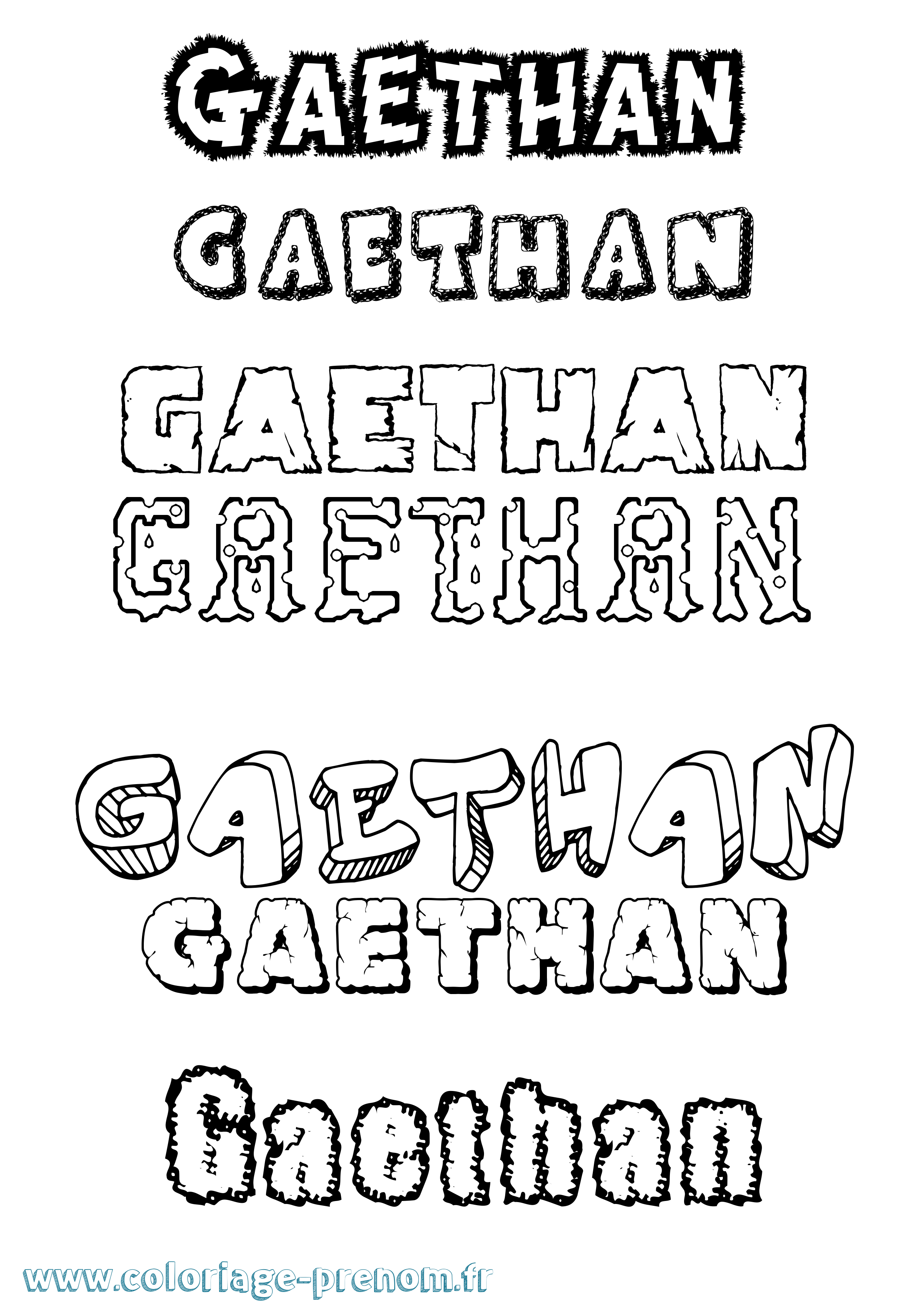 Coloriage prénom Gaethan Destructuré
