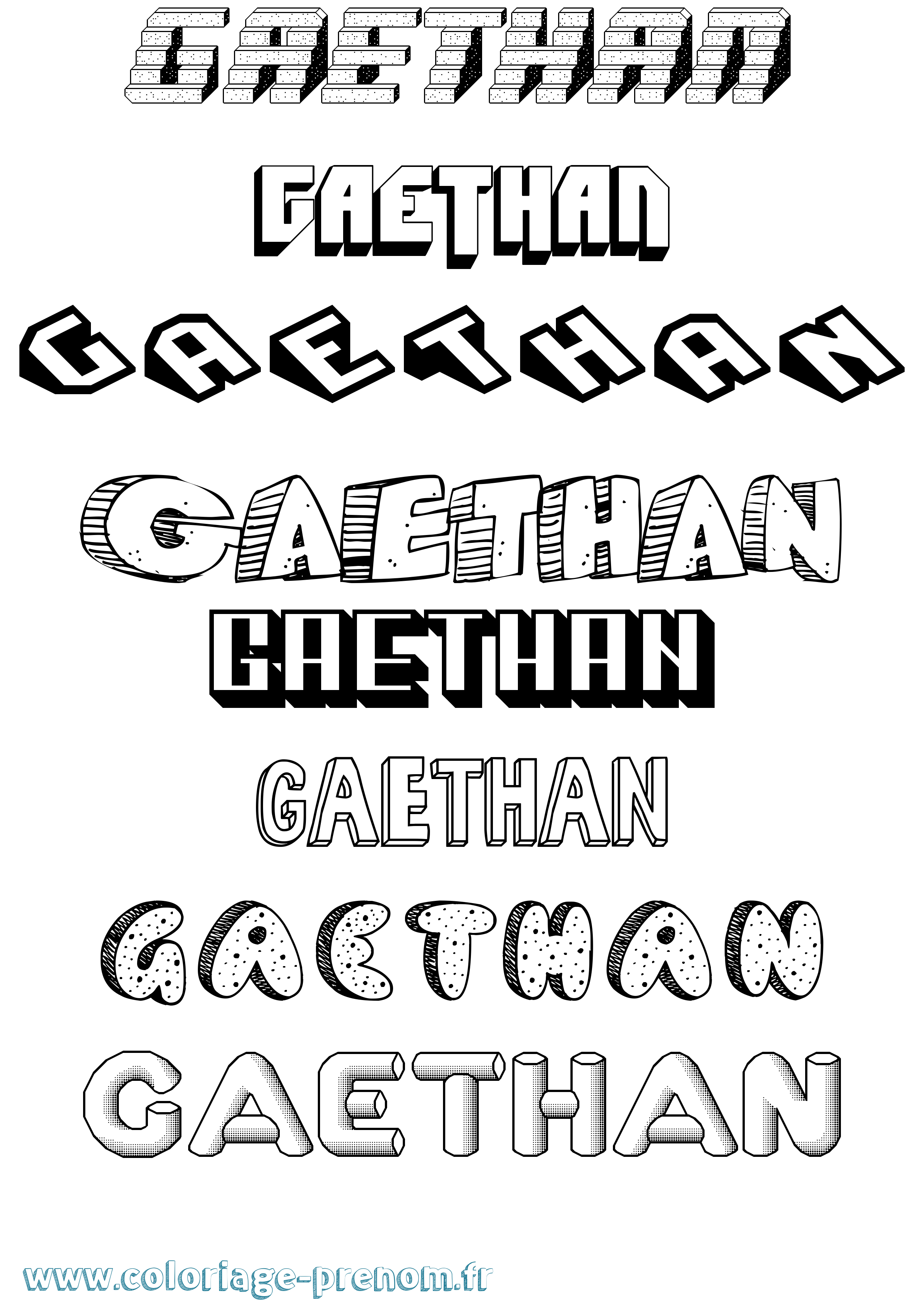 Coloriage prénom Gaethan Effet 3D
