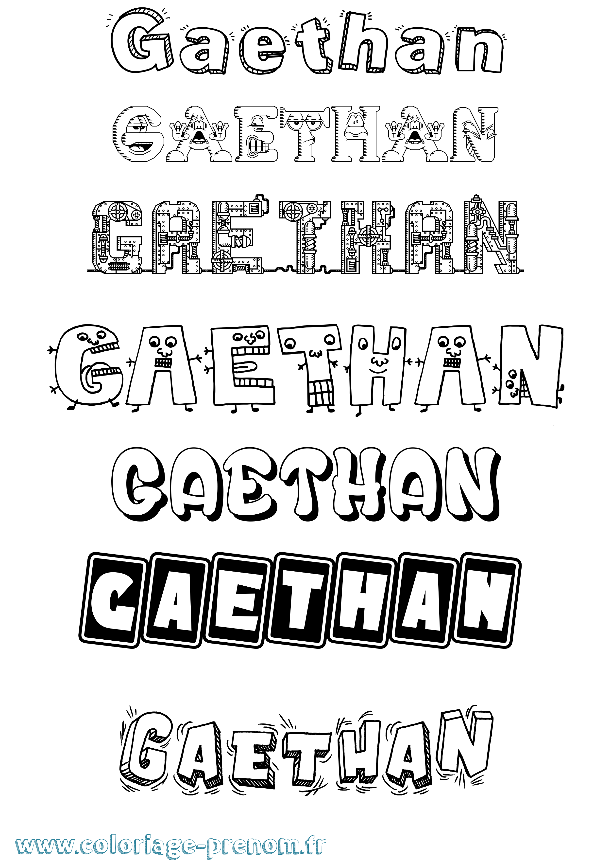 Coloriage prénom Gaethan Fun