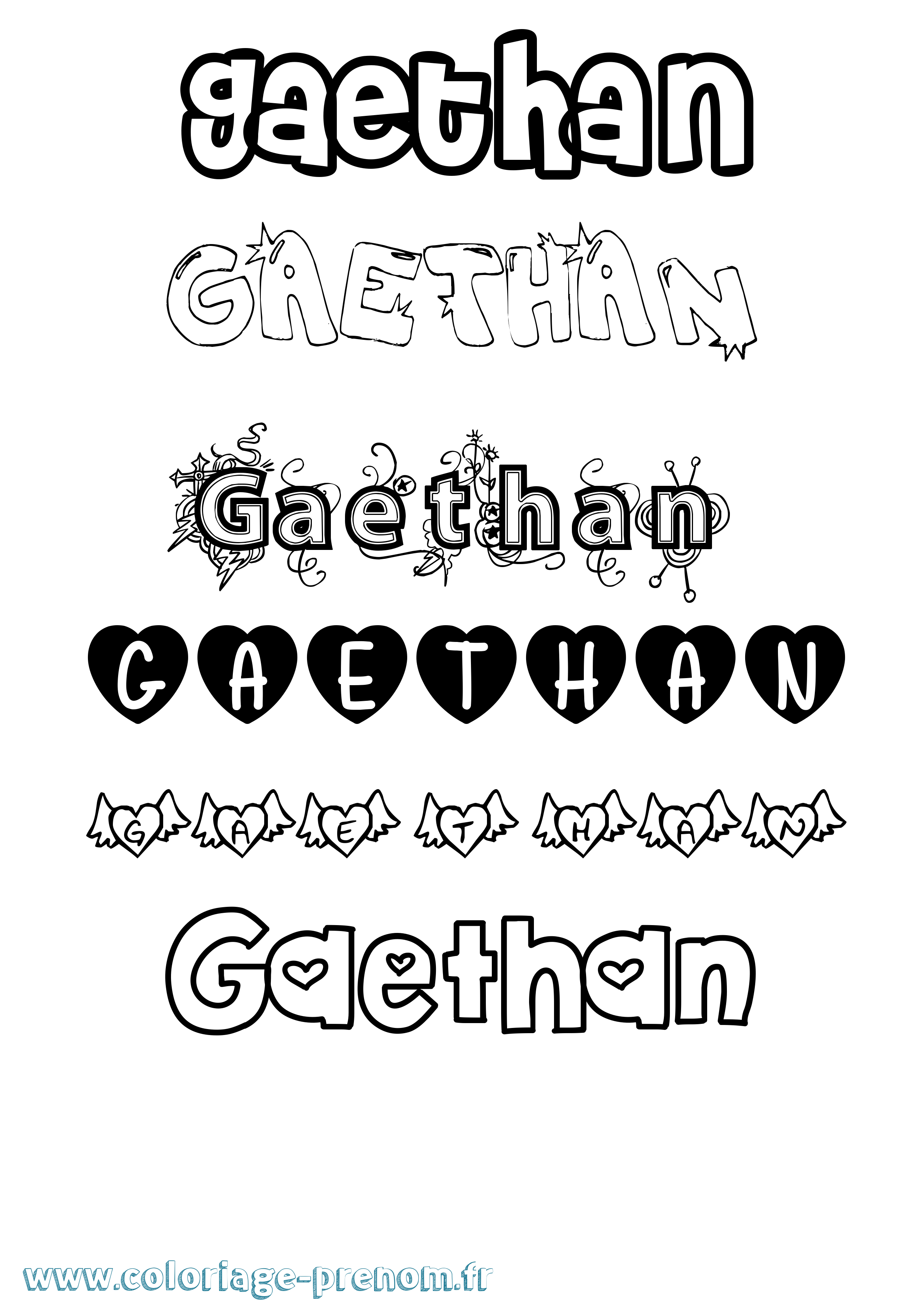 Coloriage Gaethan Girly Coloriage prénom Gaethan Girly