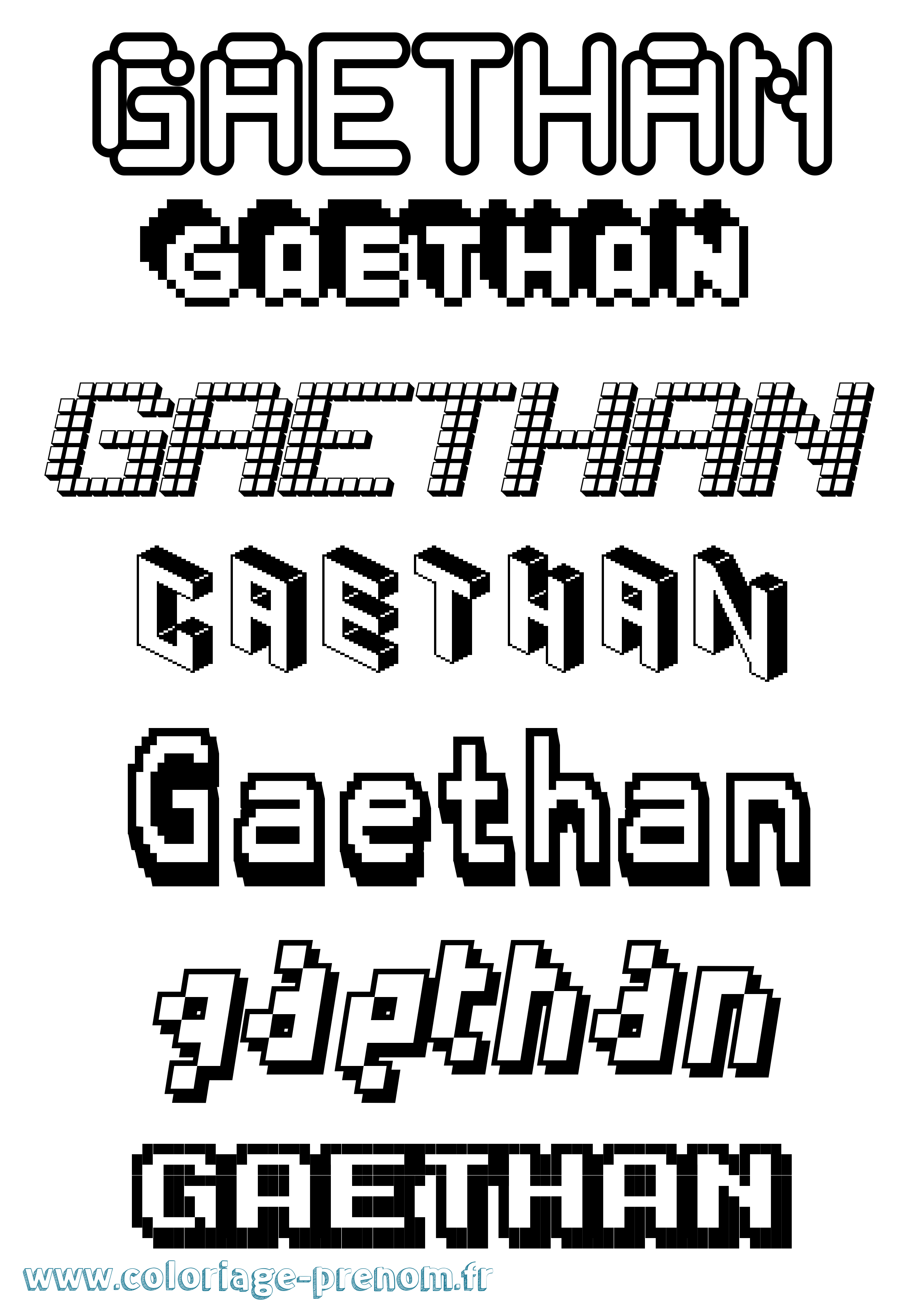 Coloriage Gaethan Pixel Coloriage prénom Gaethan Pixel