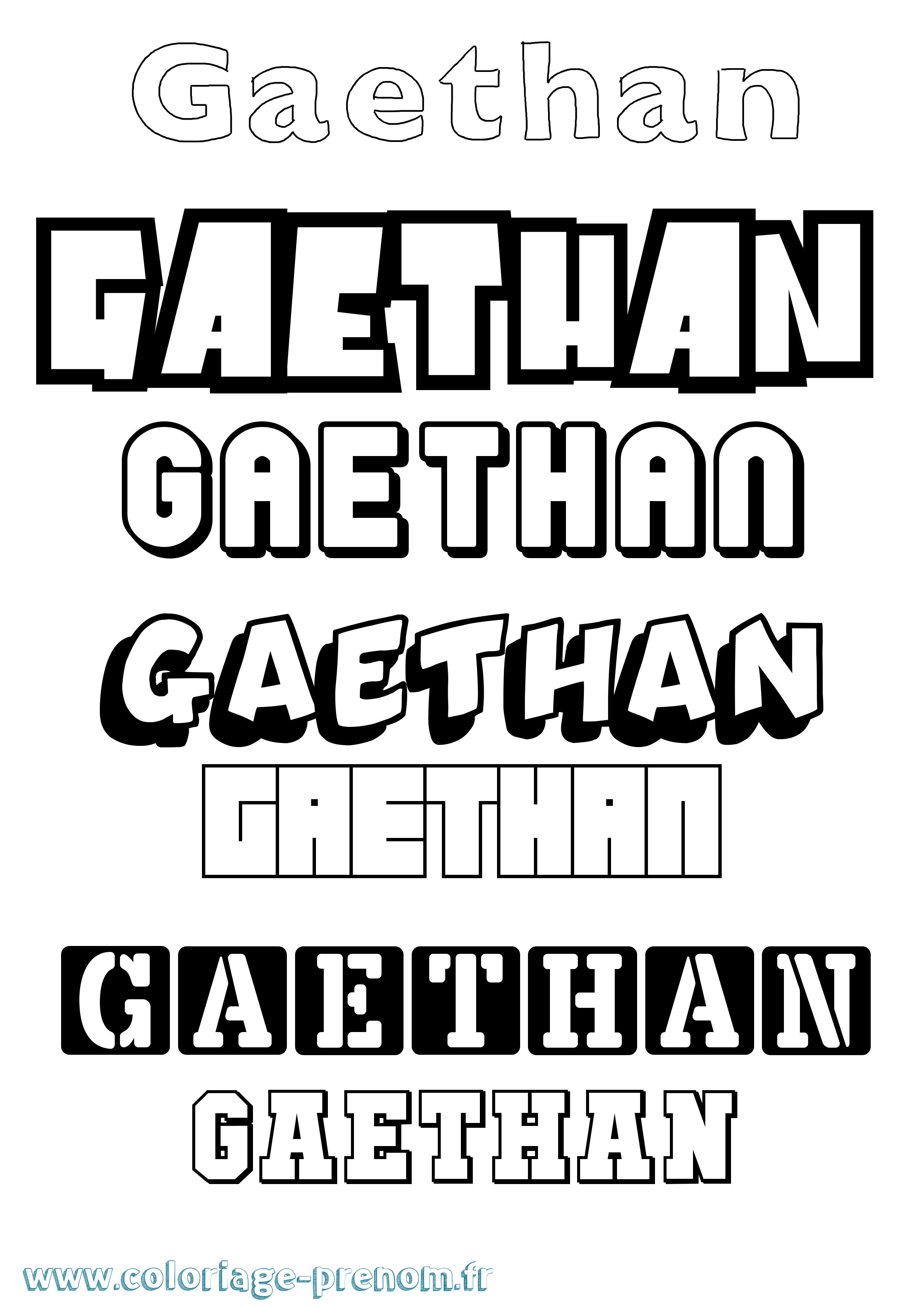 Coloriage prénom Gaethan Simple